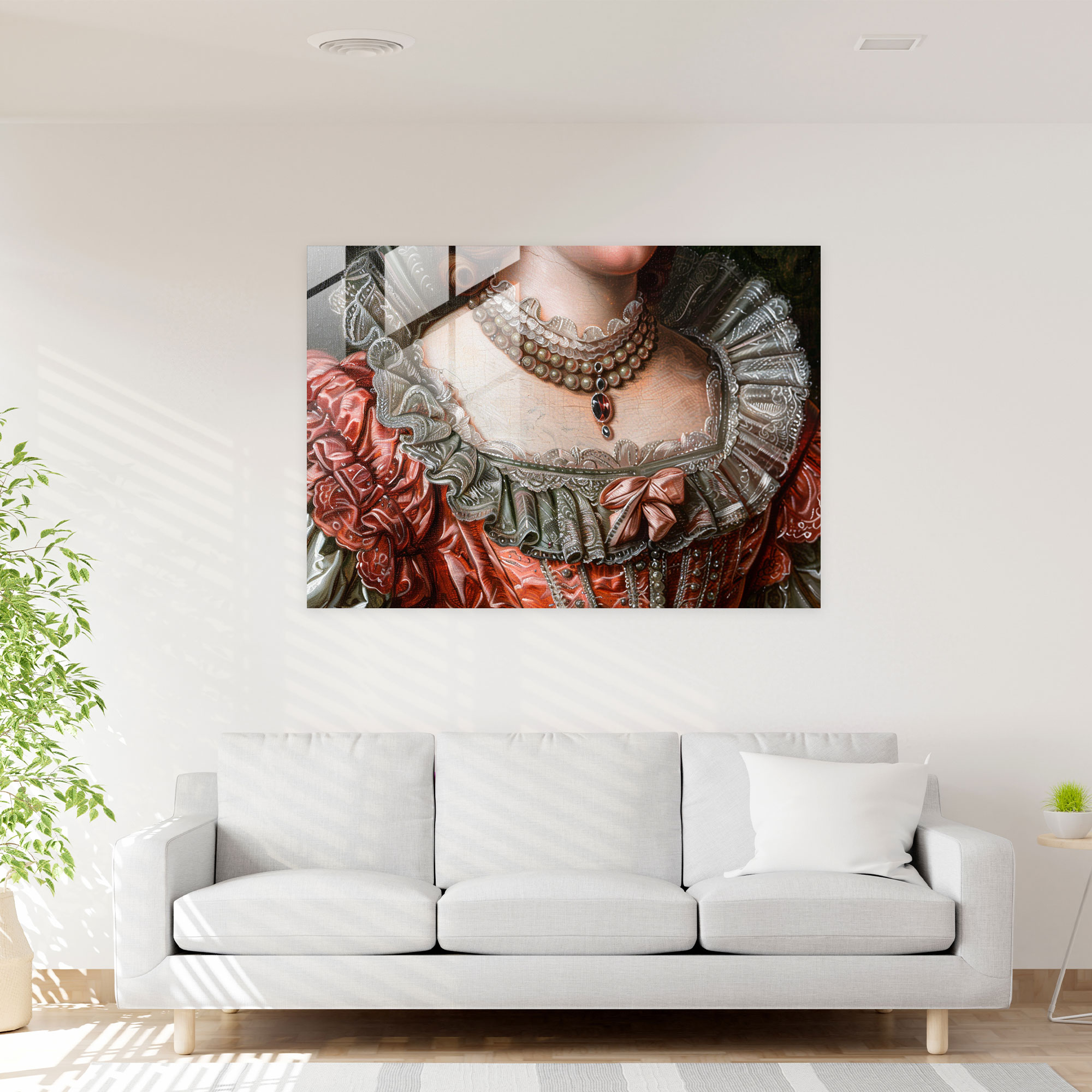 Rokoko Tarzı Resimli Cam Duvar Sanatı - Ev Dekorasyonu Modern Sanat