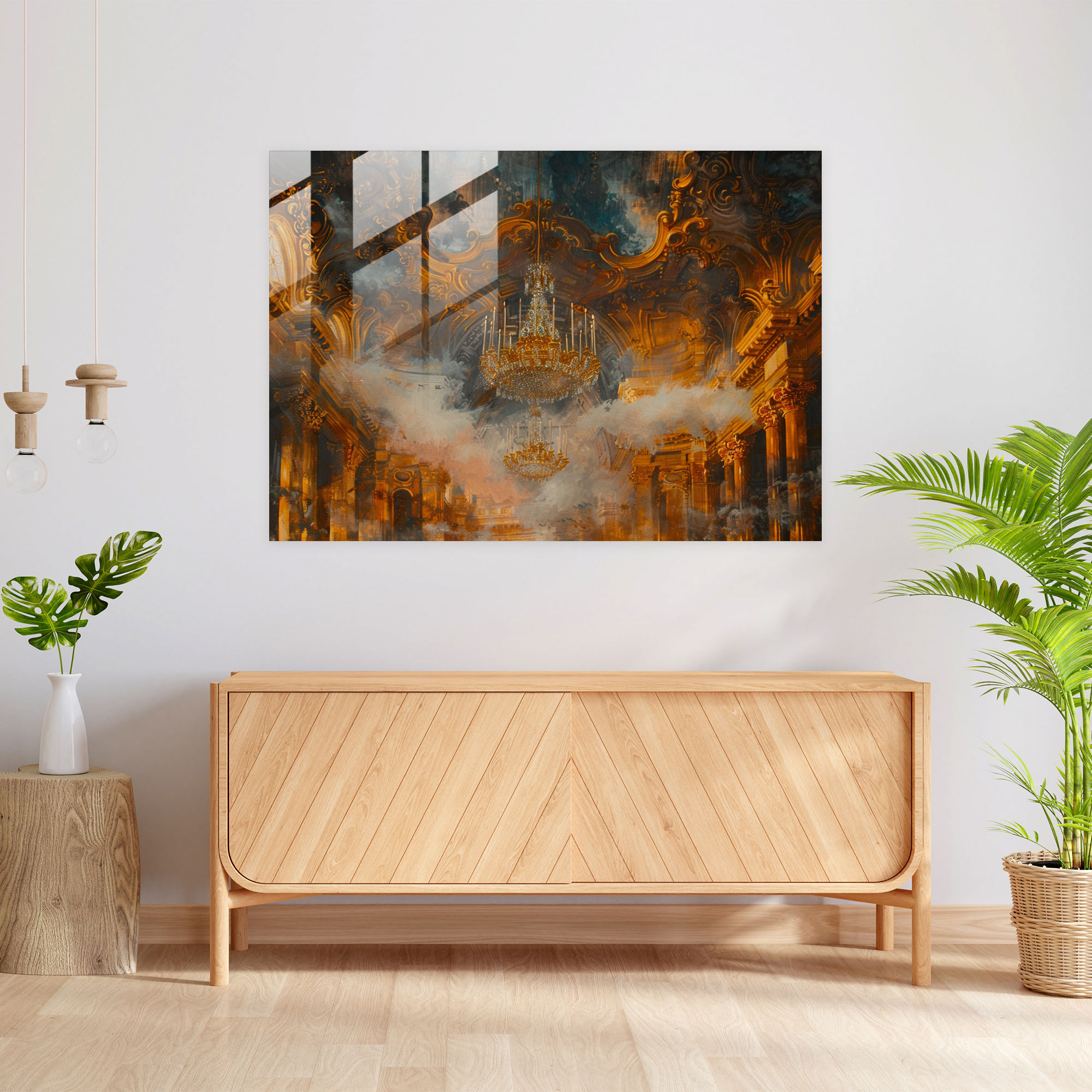 Rokoko Tarzı Resim Duvar Süsü - Kanvas Tablo Cam Sanat Duvar Süsü Modern Sanat