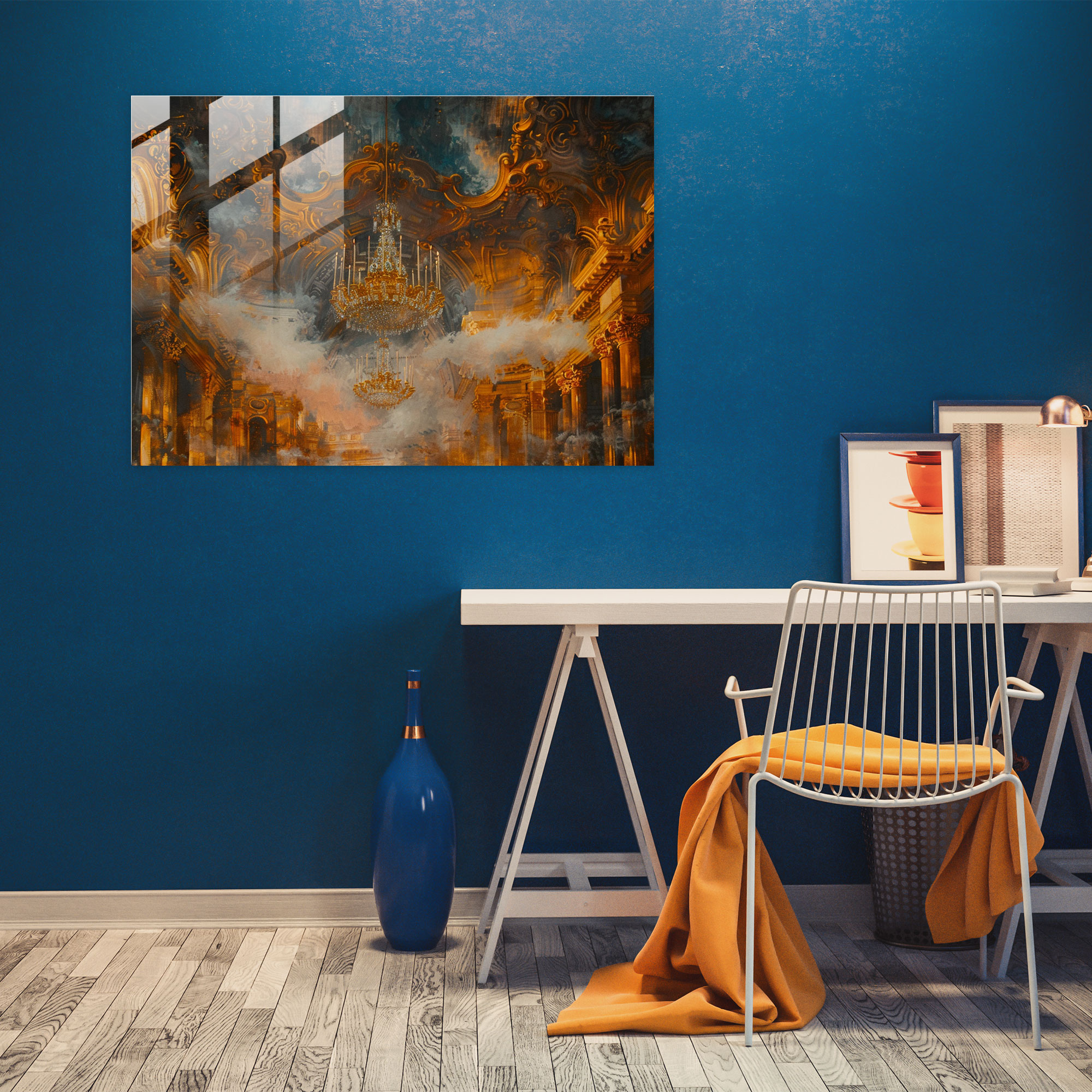 Rokoko Tarzı Resim Duvar Süsü - Kanvas Tablo Cam Sanat Duvar Süsü Modern Sanat