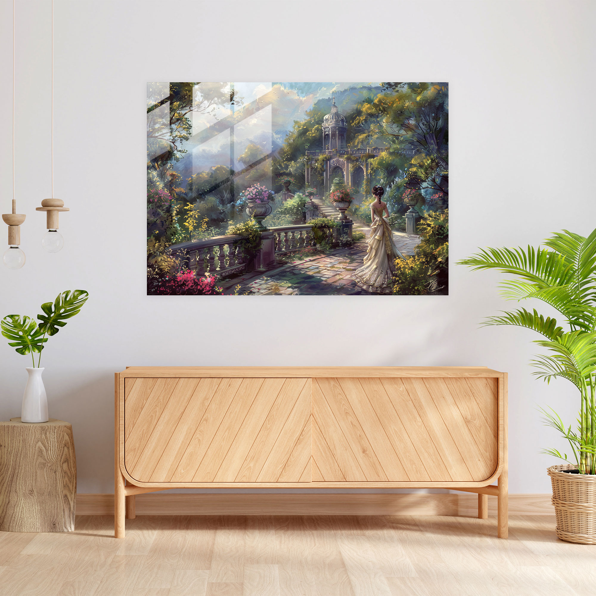 Rokoko Tarzı Resimli Cam Tablo - Rokoko Tarzı Resim Cam Sanatı Ev Dekorasyonu Modern Sanat