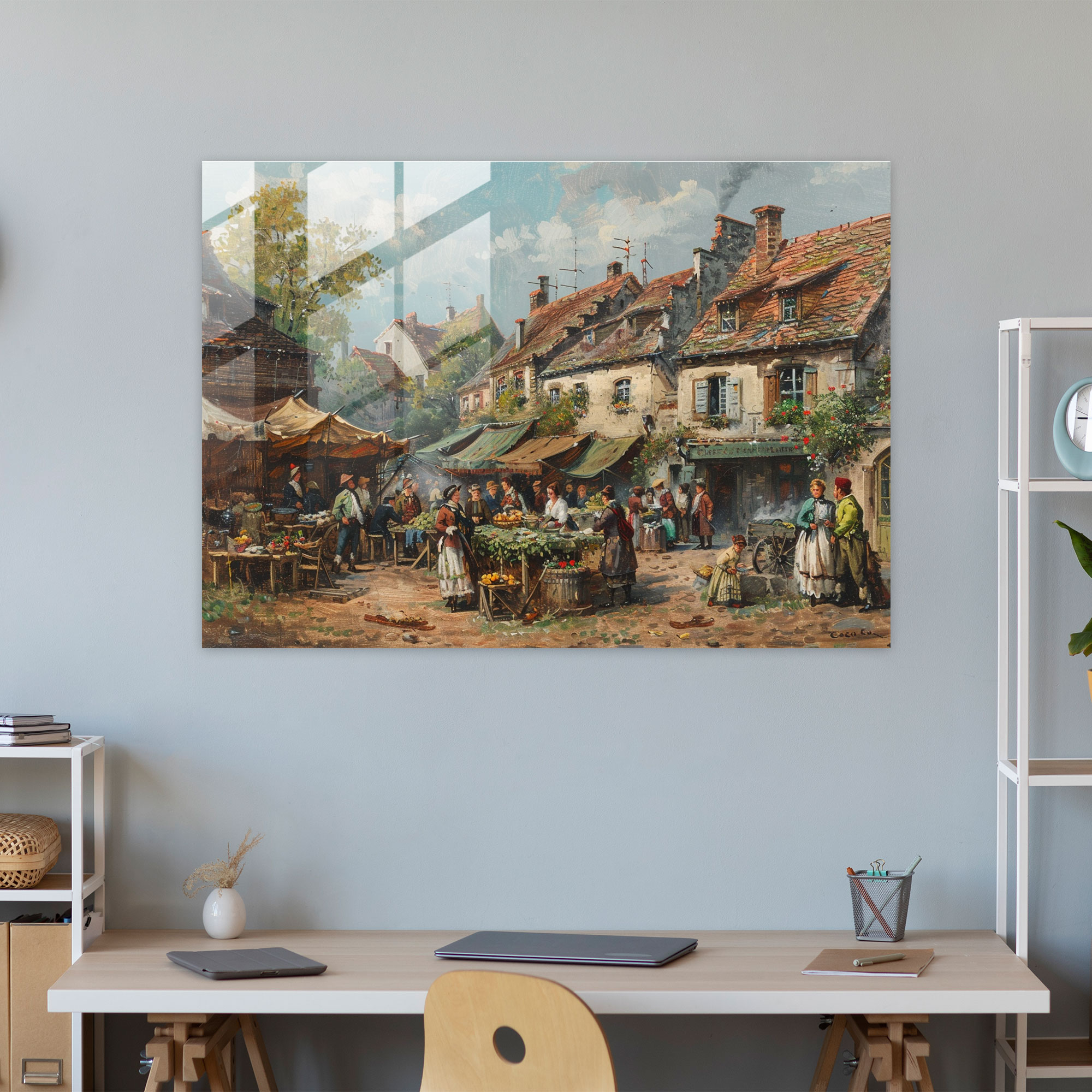 Rokoko Tarzı Resim Cam Tablo - Ev Dekorasyonu Modern Sanat Cam Duvar Sanatı