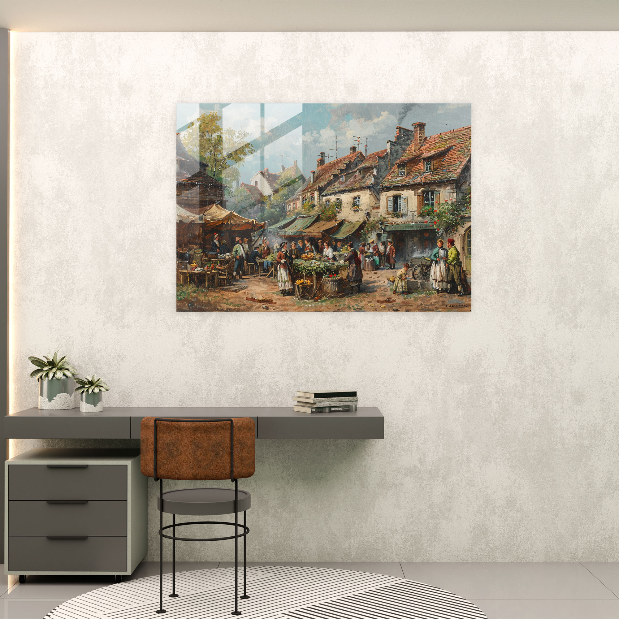 Rokoko Tarzı Resim Cam Tablo - Ev Dekorasyonu Modern Sanat Cam Duvar Sanatı