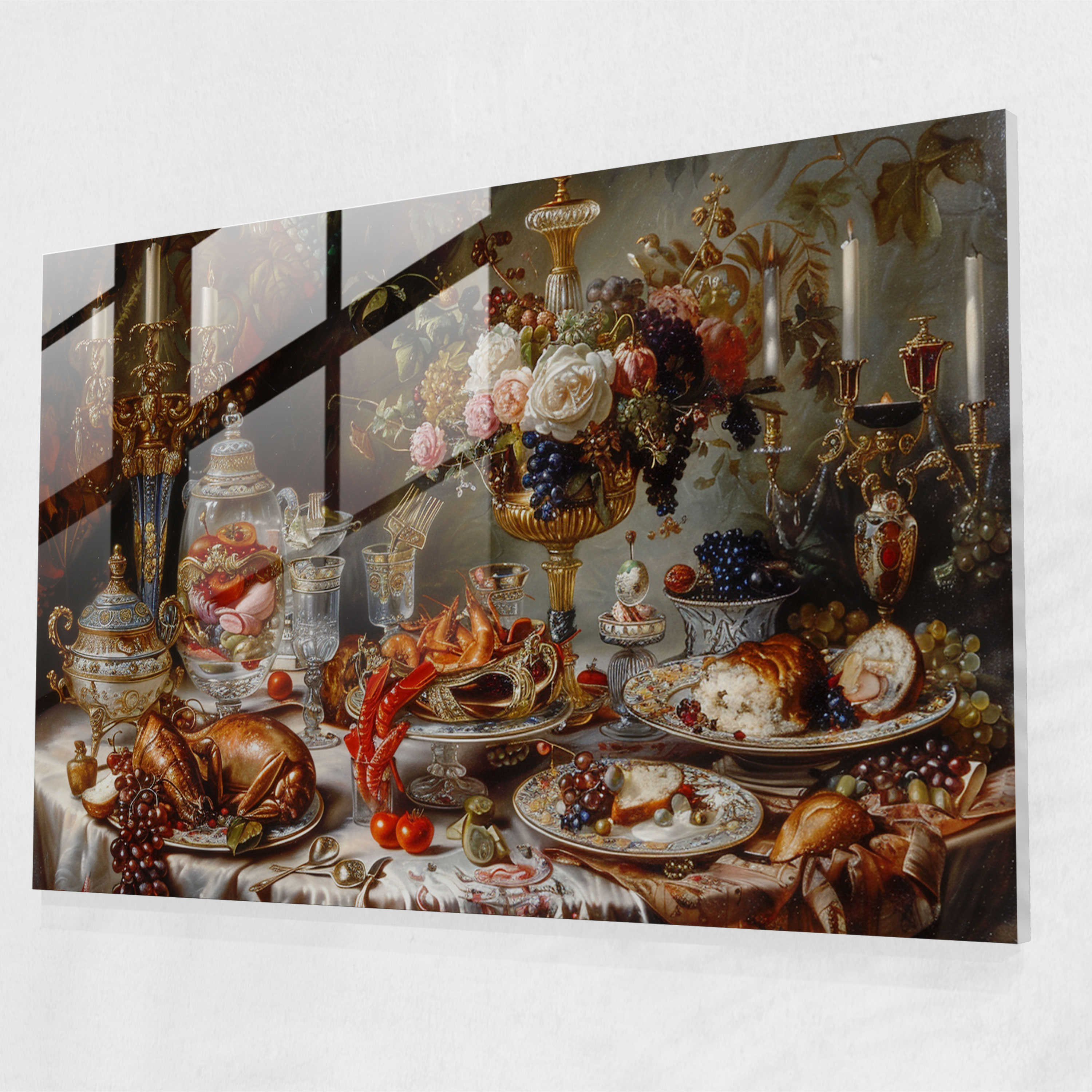 İhtişamlı Rococo Cam Sanatı Süslü Ziyafet - Rococo Tarzı Tablo Duvar Dekorasyonu