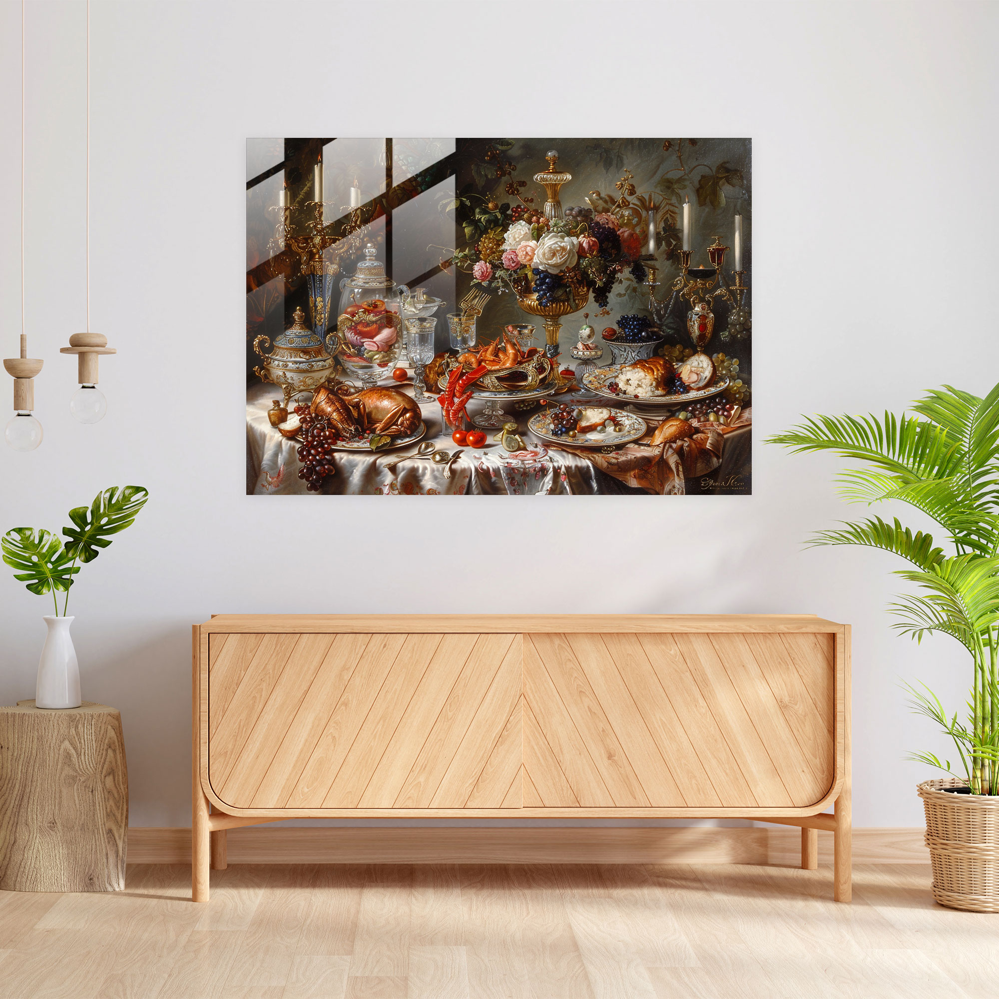 İhtişamlı Rococo Cam Sanatı Süslü Ziyafet - Rococo Tarzı Tablo Duvar Dekorasyonu