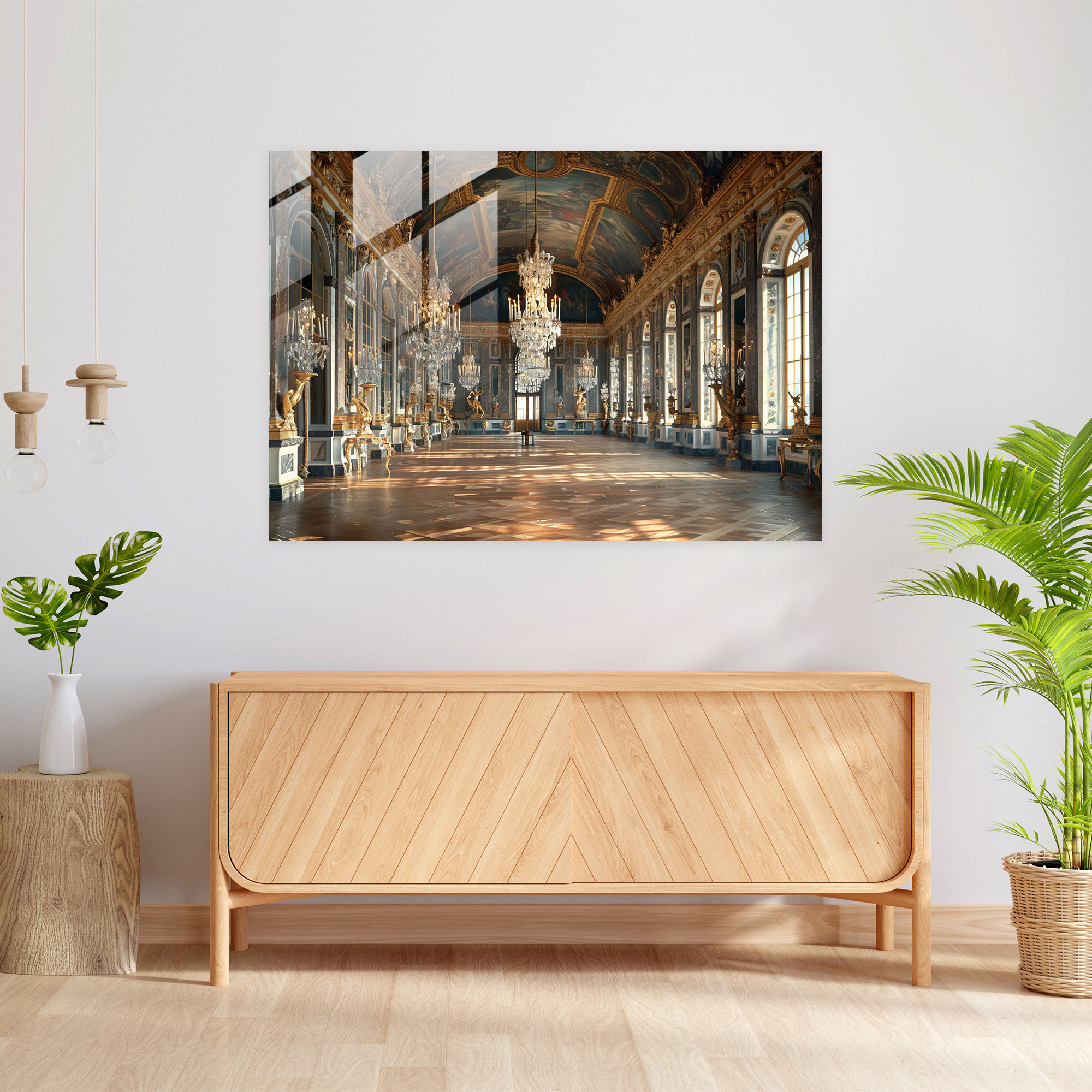 Grand Rococo Cam Tablo Salon Avizeleri - Rococo Tarzı Tablo Süslü Avizeler Duvar Dekorasyonu