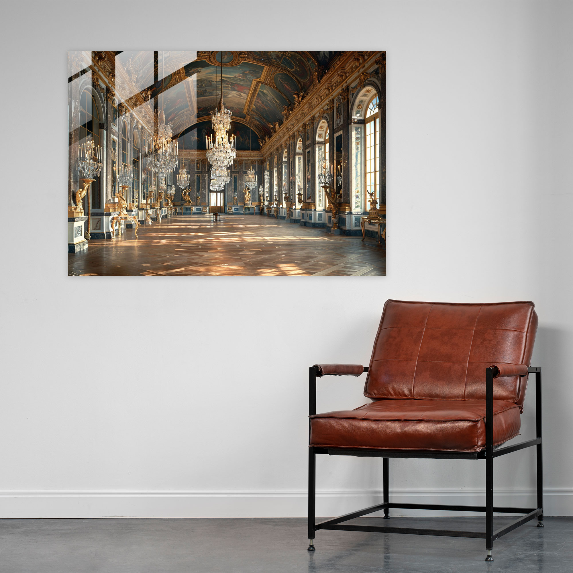 Grand Rococo Cam Tablo Salon Avizeleri - Rococo Tarzı Tablo Süslü Avizeler Duvar Dekorasyonu