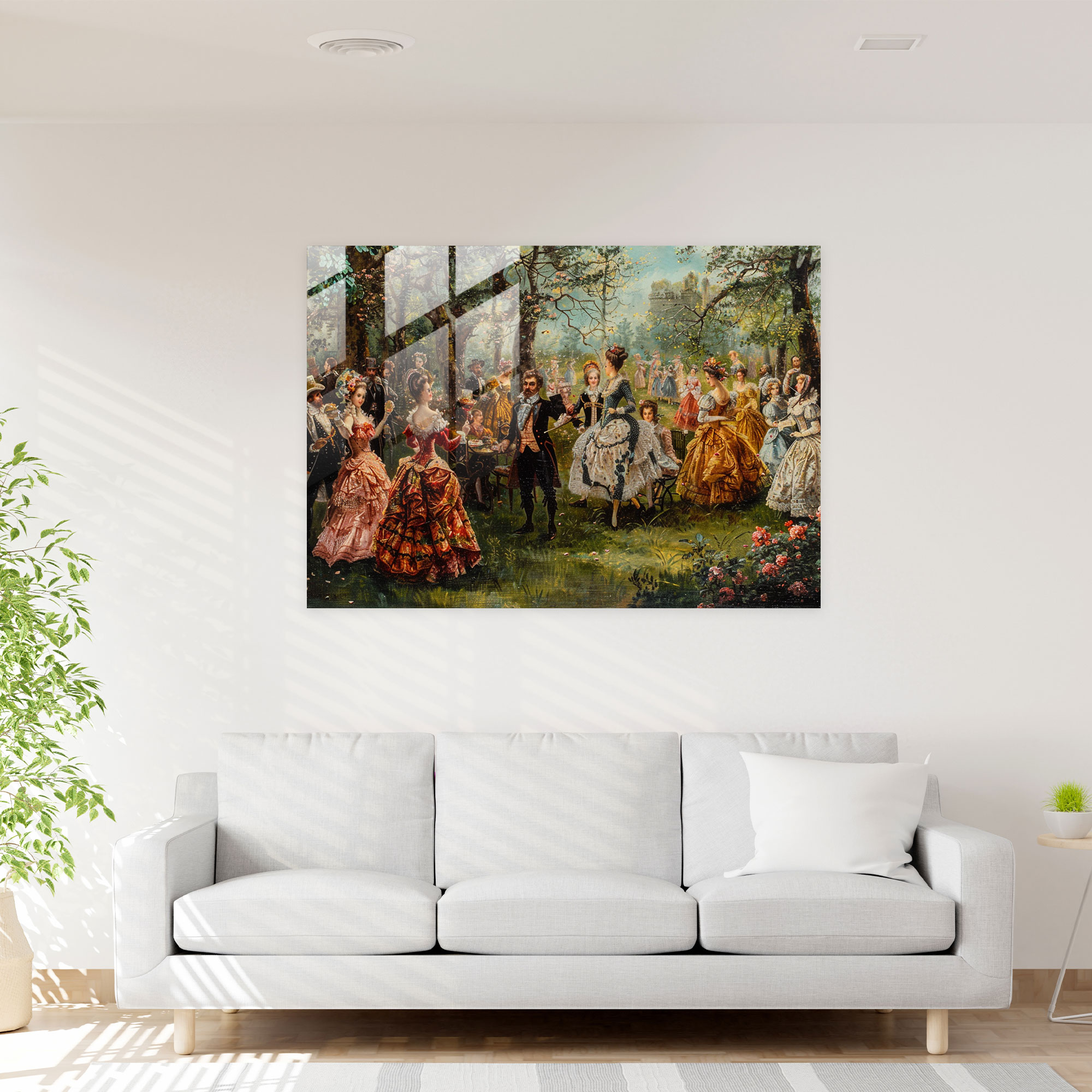 Rokoko Tarzı Resim Cam Tablo - Rokoko Tarzı Resim Cam Tablo Duvar Dekorasyonu Ev Dekorasyonu