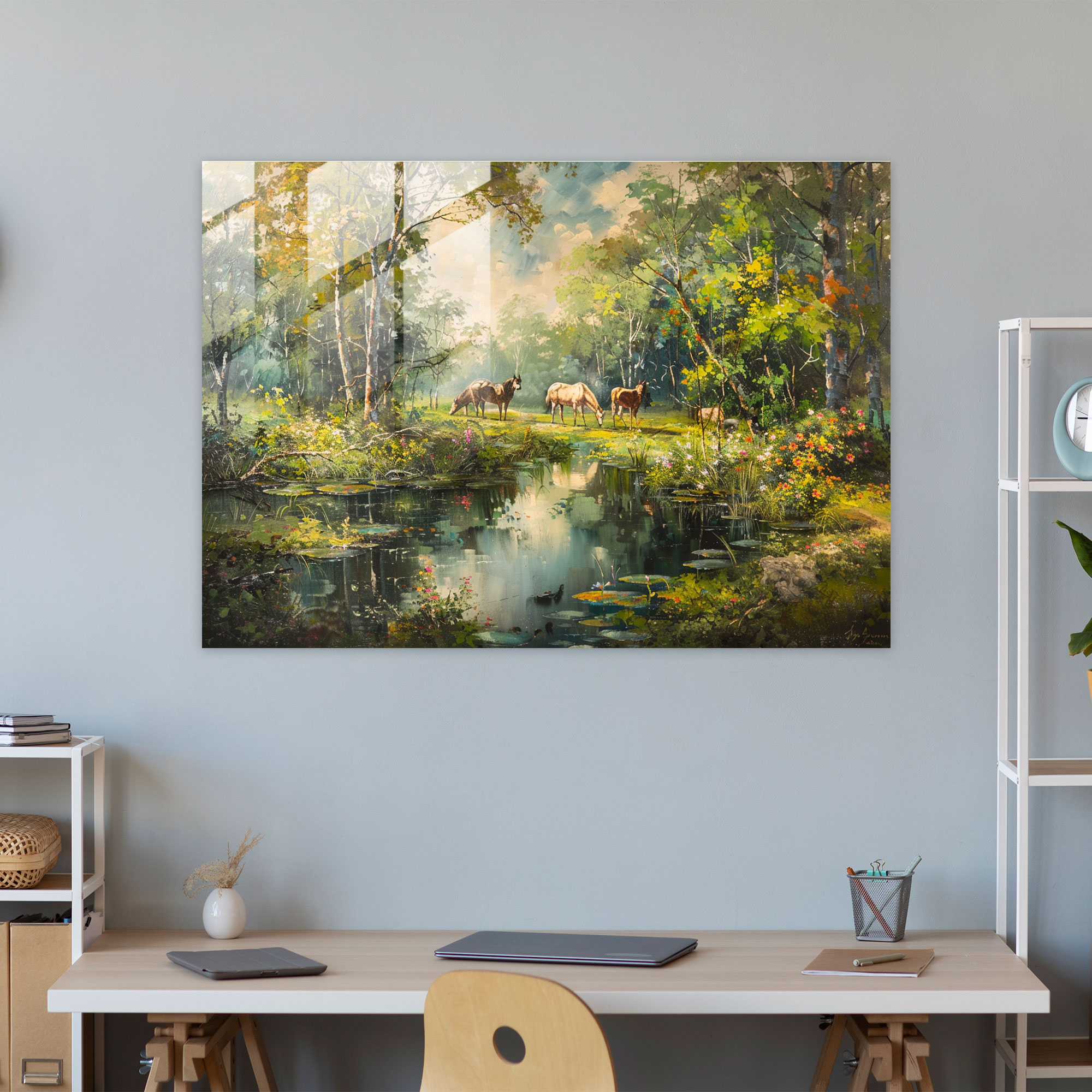 Rokoko Tarzı Resimli Cam Sanatı - Rokoko Tarzı Resim Modern Sanat Cam Tablo