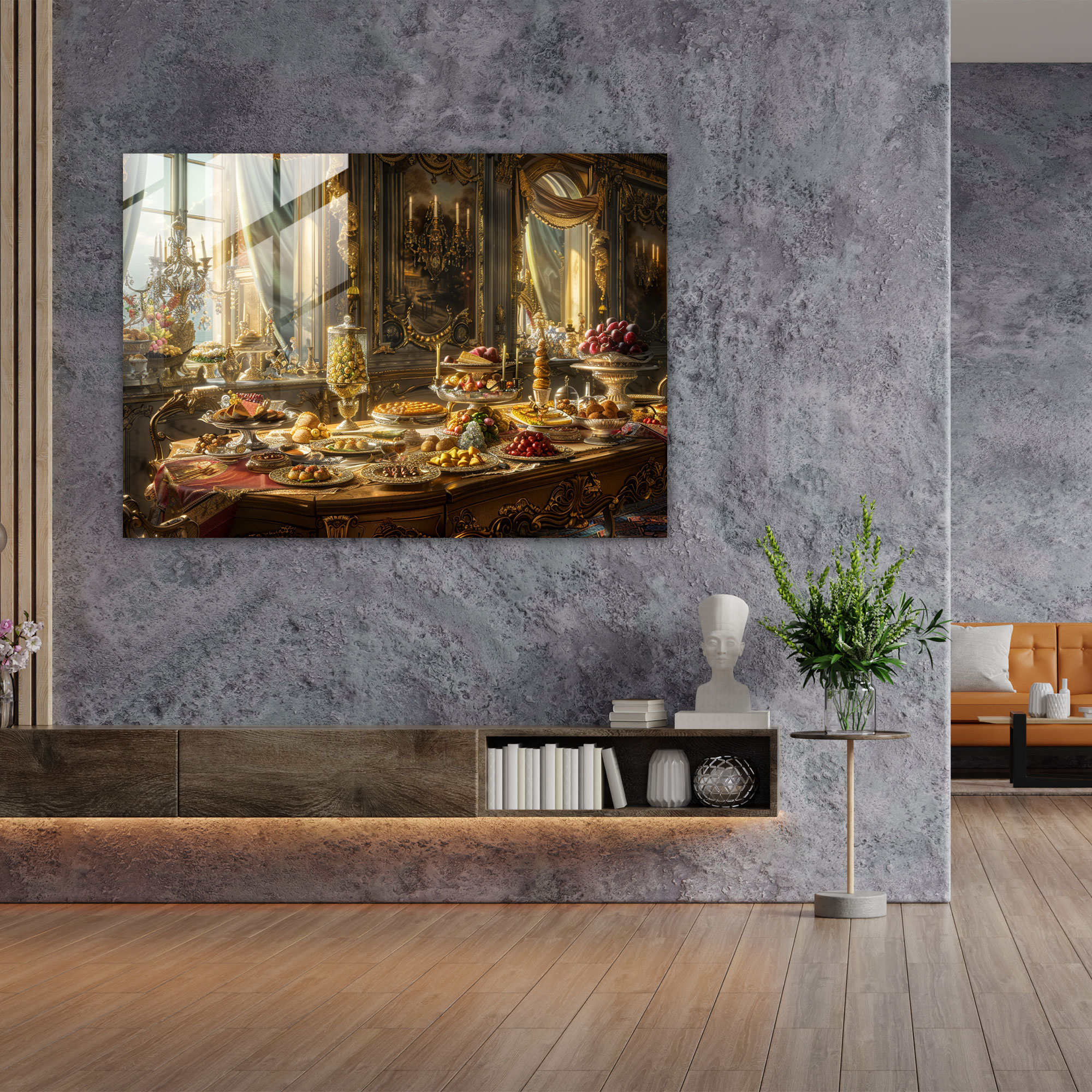 Rokoko Tarzı Resim Modern Sanat - Rokoko Tarzı Resim Cam Tablo Sanat Ev Dekorasyonu Cam Sanatı