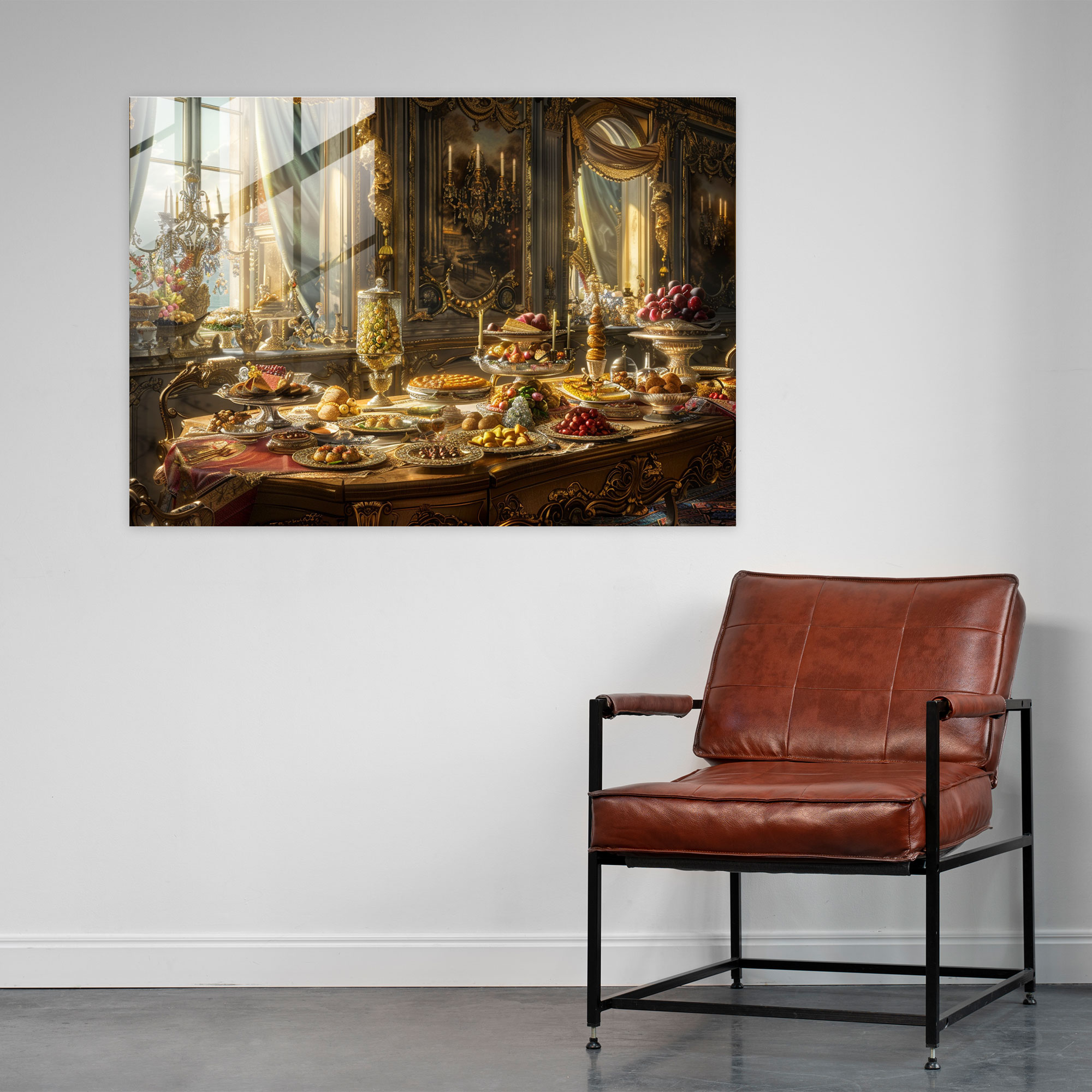 Rokoko Tarzı Resim Modern Sanat - Rokoko Tarzı Resim Cam Tablo Sanat Ev Dekorasyonu Cam Sanatı