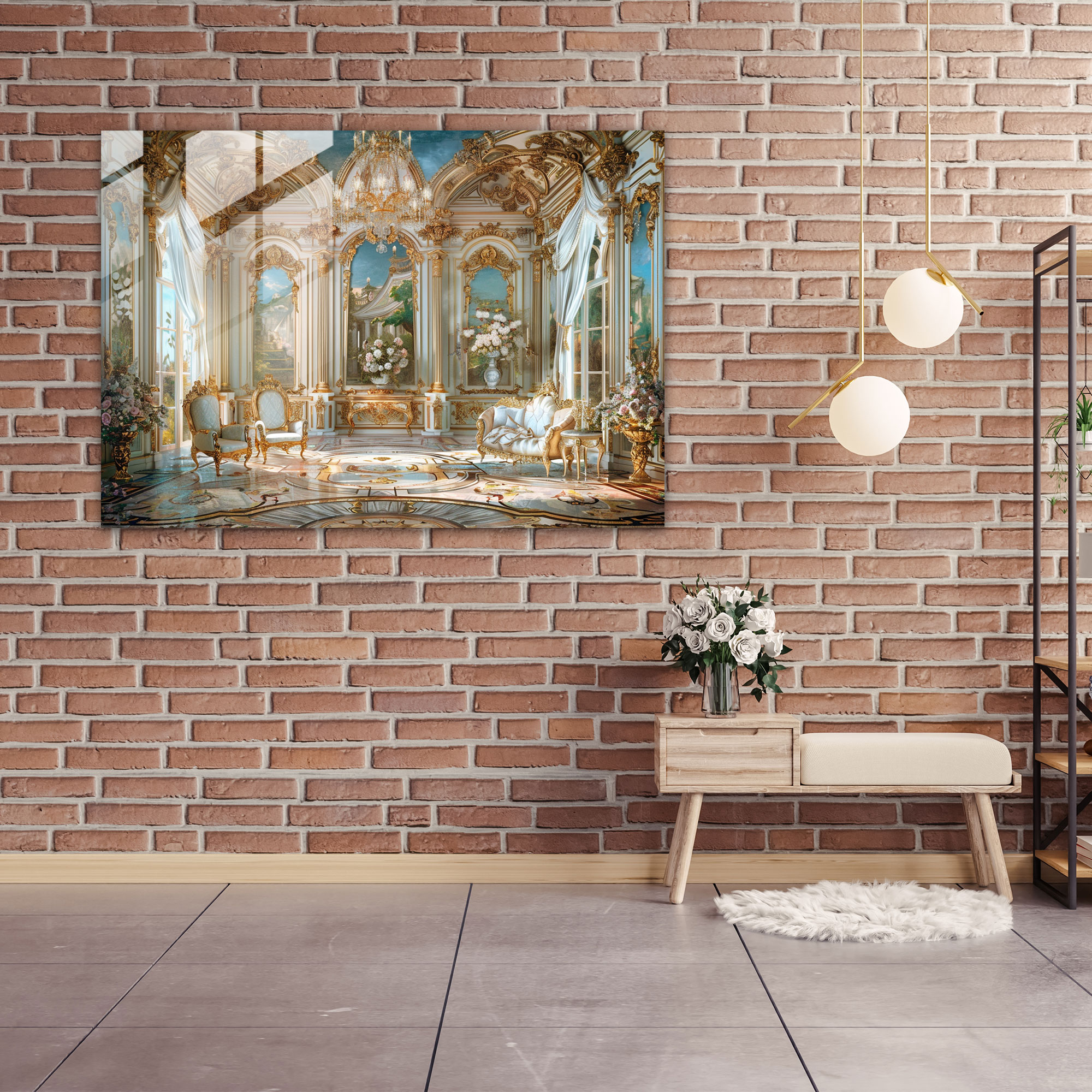Rokoko Tarzı Resimli Cam Sanatı - Modern Sanat Rokoko Tarzı Resim Cam Tablo