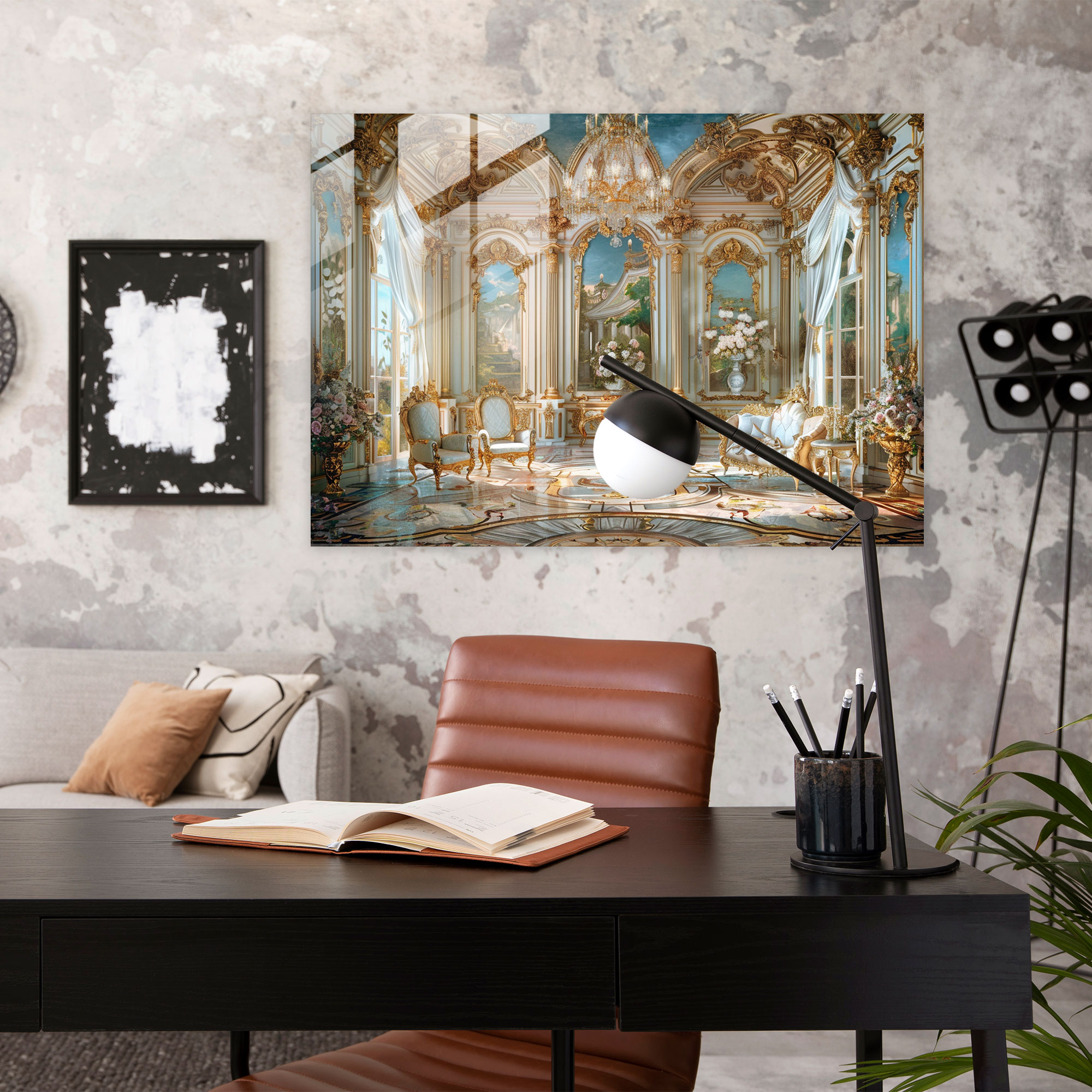Rokoko Tarzı Resimli Cam Sanatı - Modern Sanat Rokoko Tarzı Resim Cam Tablo