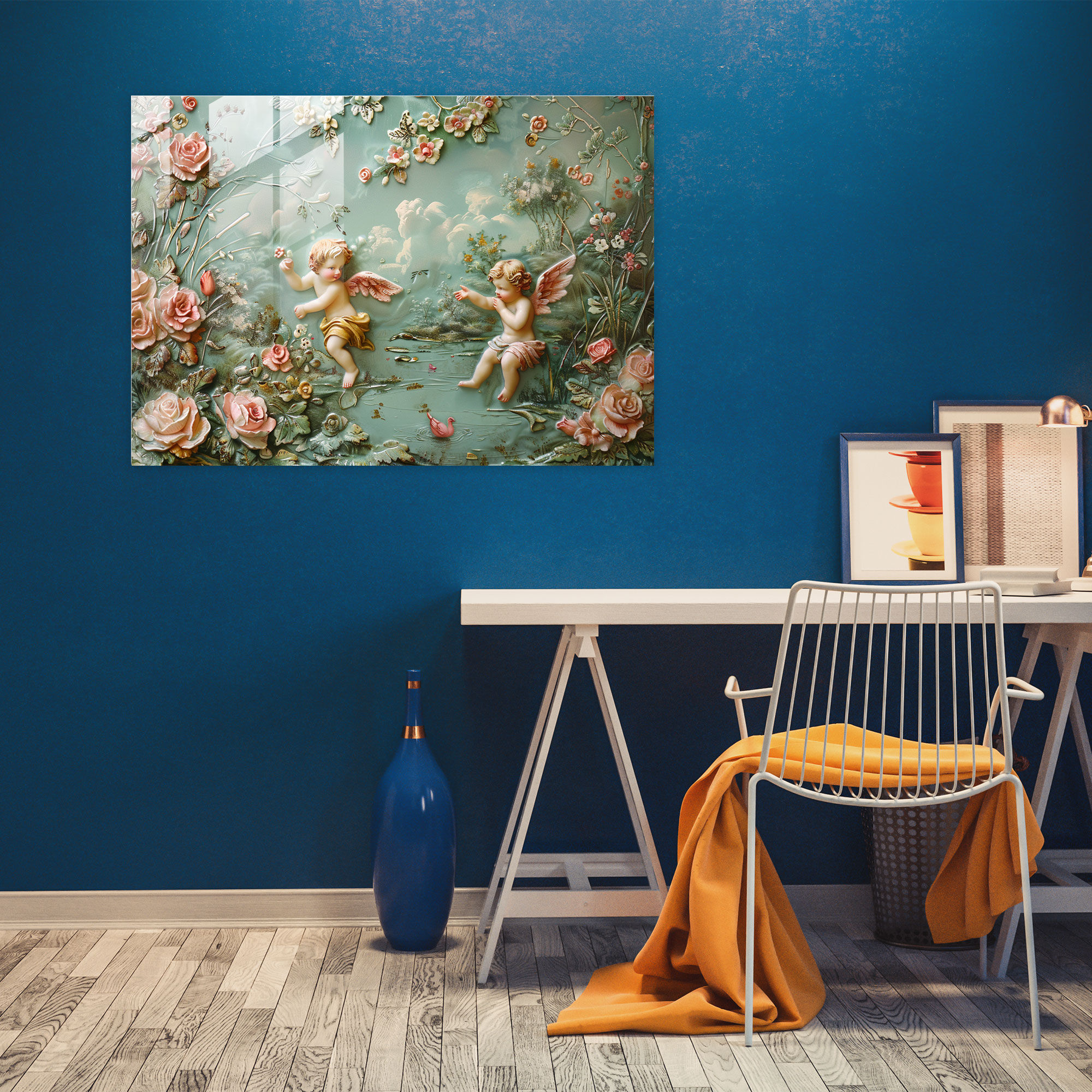 Rokoko Tarzı Tablo Cam Duvar Sanatı - Rokoko Tarzı Tablo Cam Sanatı Ev Dekorasyonu Modern Sanat