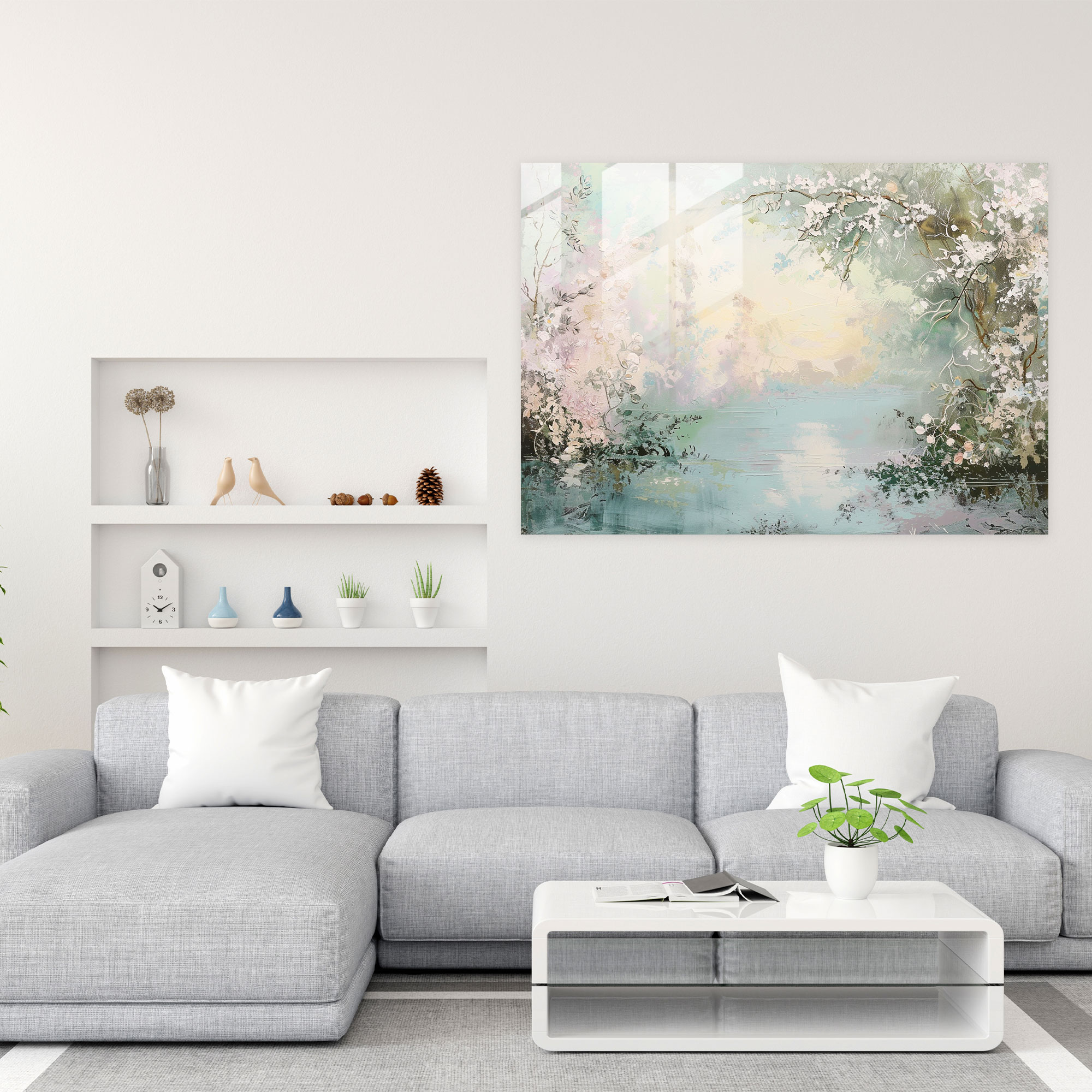 Rokoko Tarzı Resimli Cam Tablo - Modern Sanat Duvar Dekorasyonu