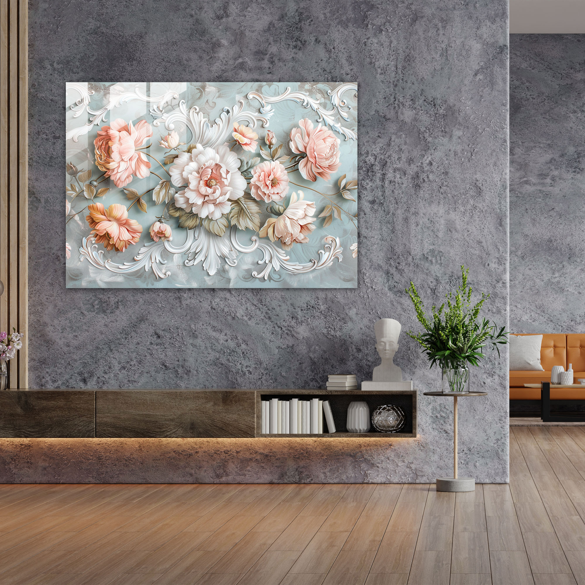 Rokoko Tarzı Resimli Cam Duvar Sanatı - Rokoko Tarzı Resim Modern Sanat Cam Duvar Sanatı