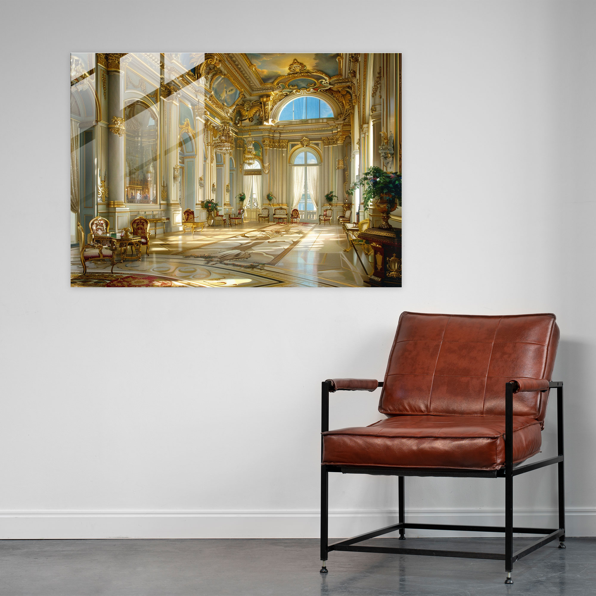 Rokoko Tarzı Resim Duvar Dekorasyonu - Rokoko Tarzı Resim Modern Sanat Cam Tablo