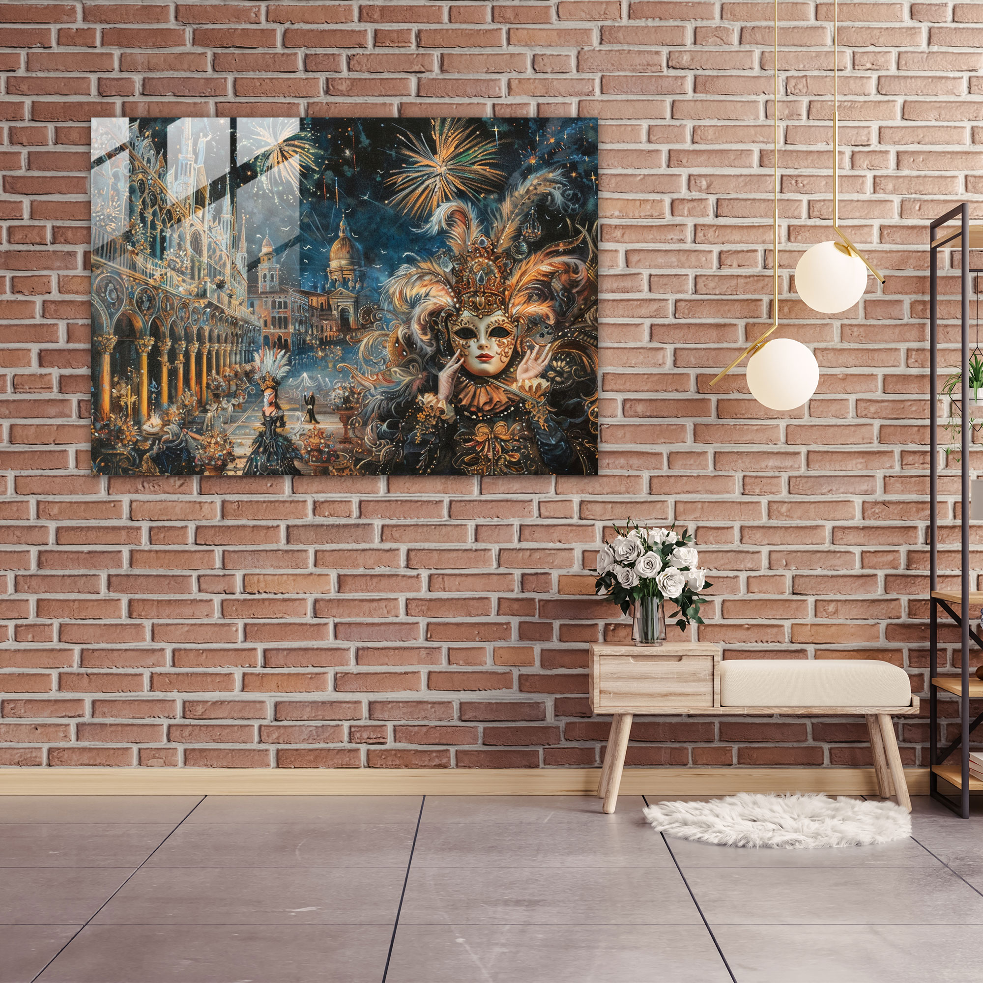 Rokoko Tarzı Resim Cam Tablo - Ev Dekorasyonu Modern Sanat Duvar Dekorasyonu