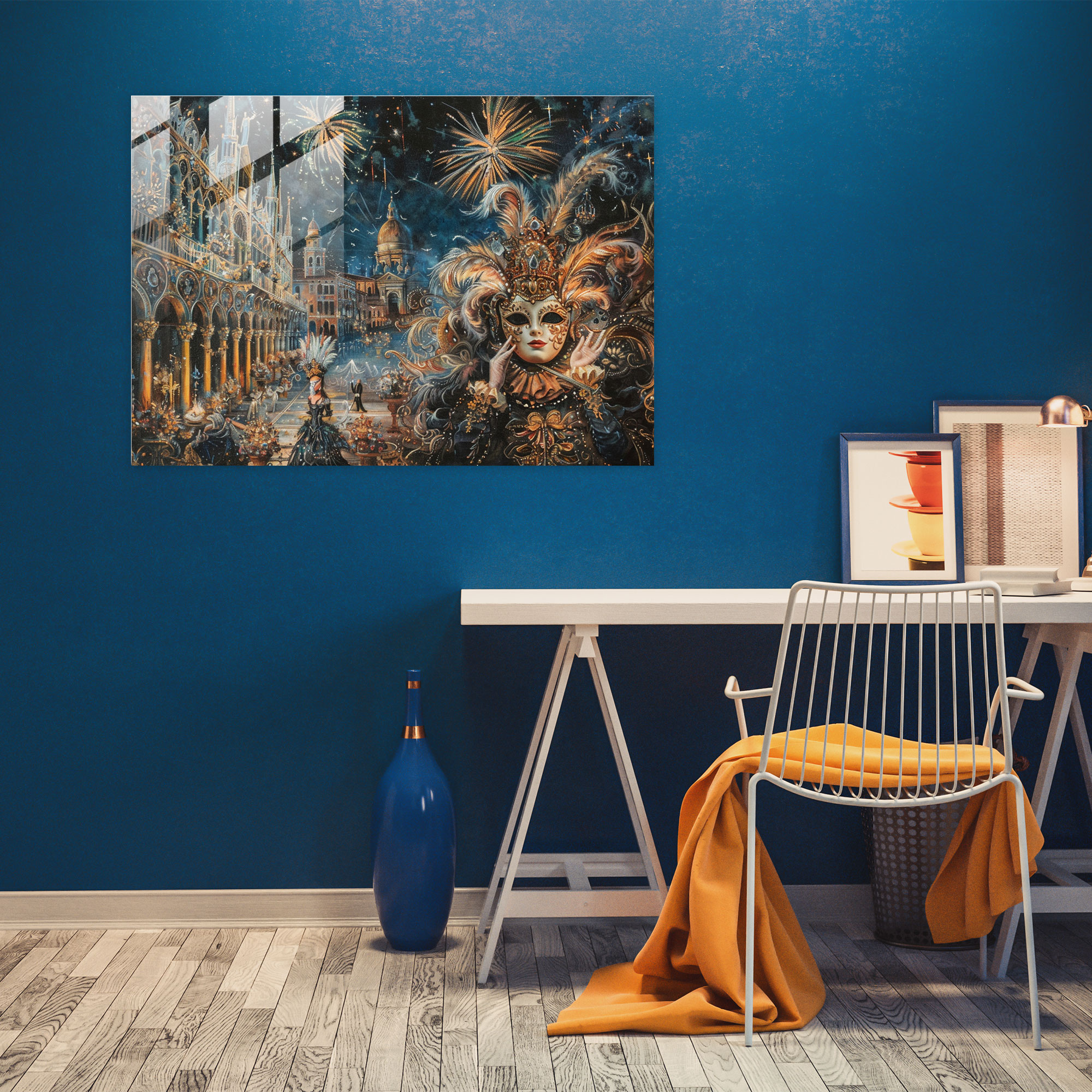Rokoko Tarzı Resim Cam Tablo - Ev Dekorasyonu Modern Sanat Duvar Dekorasyonu
