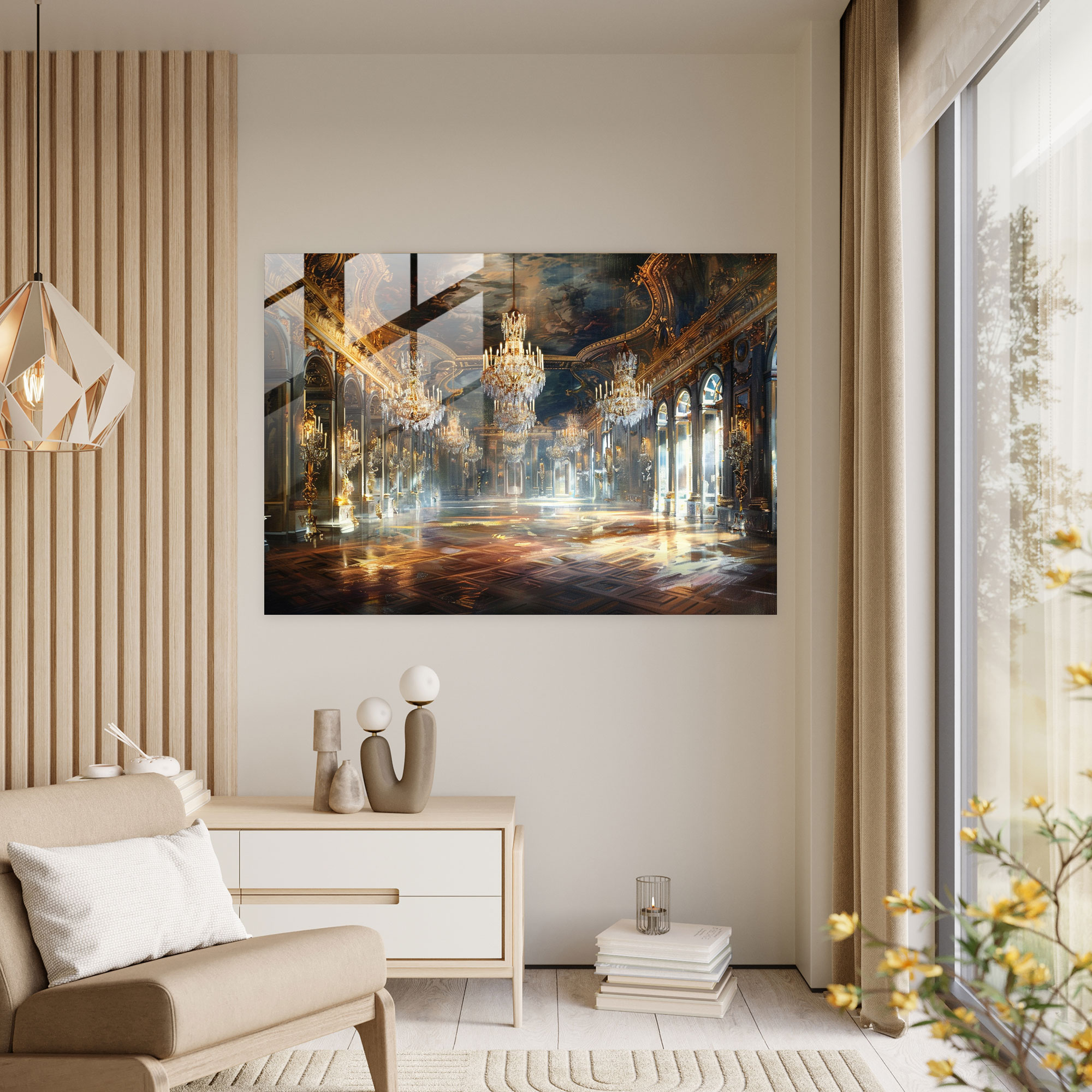Rokoko Tarzı Resimli Duvar Dekorasyonu - Rokoko Tarzı Resim Modern Sanat Cam Sanat Ev Dekorasyonu