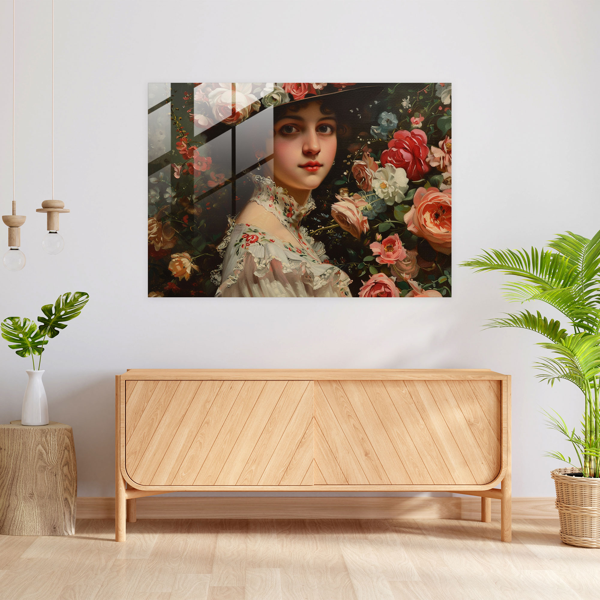 Rokoko Tarzı Tablo Cam Baskı - Rokoko Tarzı Tablo Modern Sanat Cam Baskı Duvar Dekorasyonu