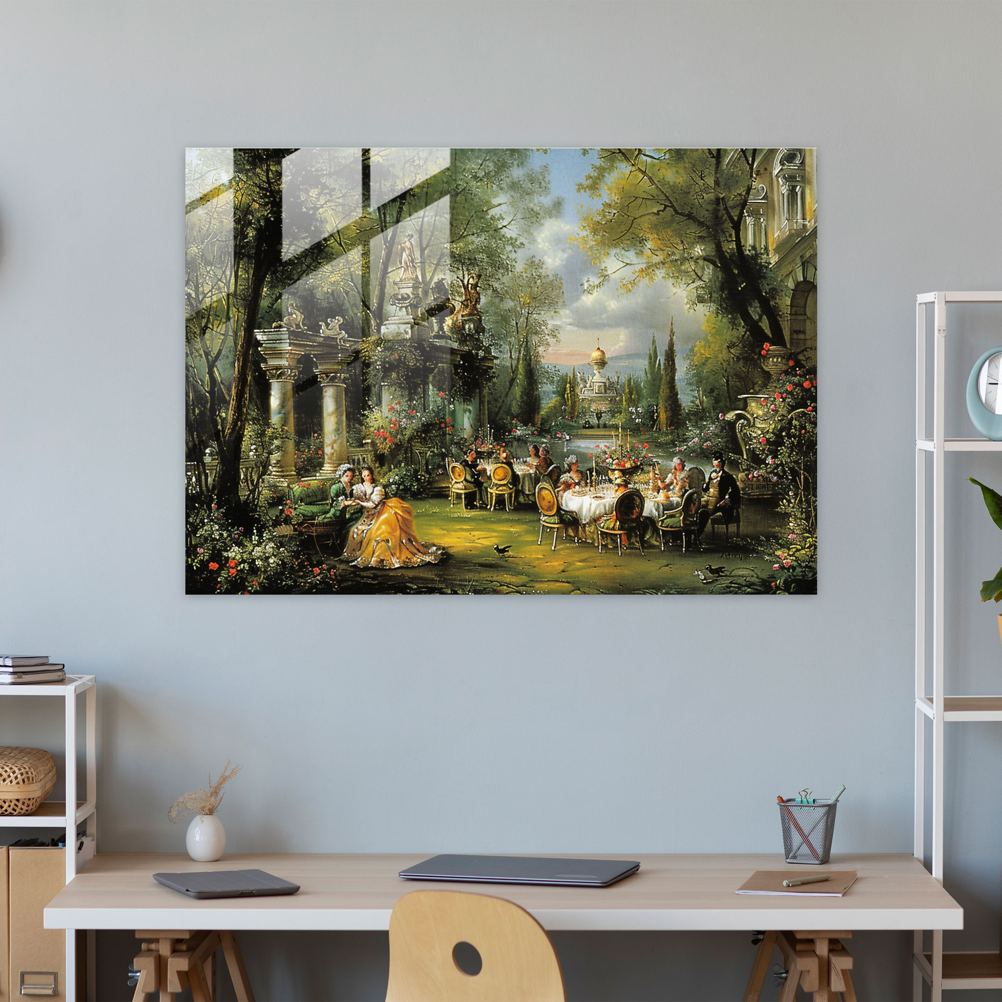 Rokoko Tarzı Boyamalı Cam Duvar Sanatı - Rokoko Tarzı Boyama Duvar Dekorasyonu Modern Sanat