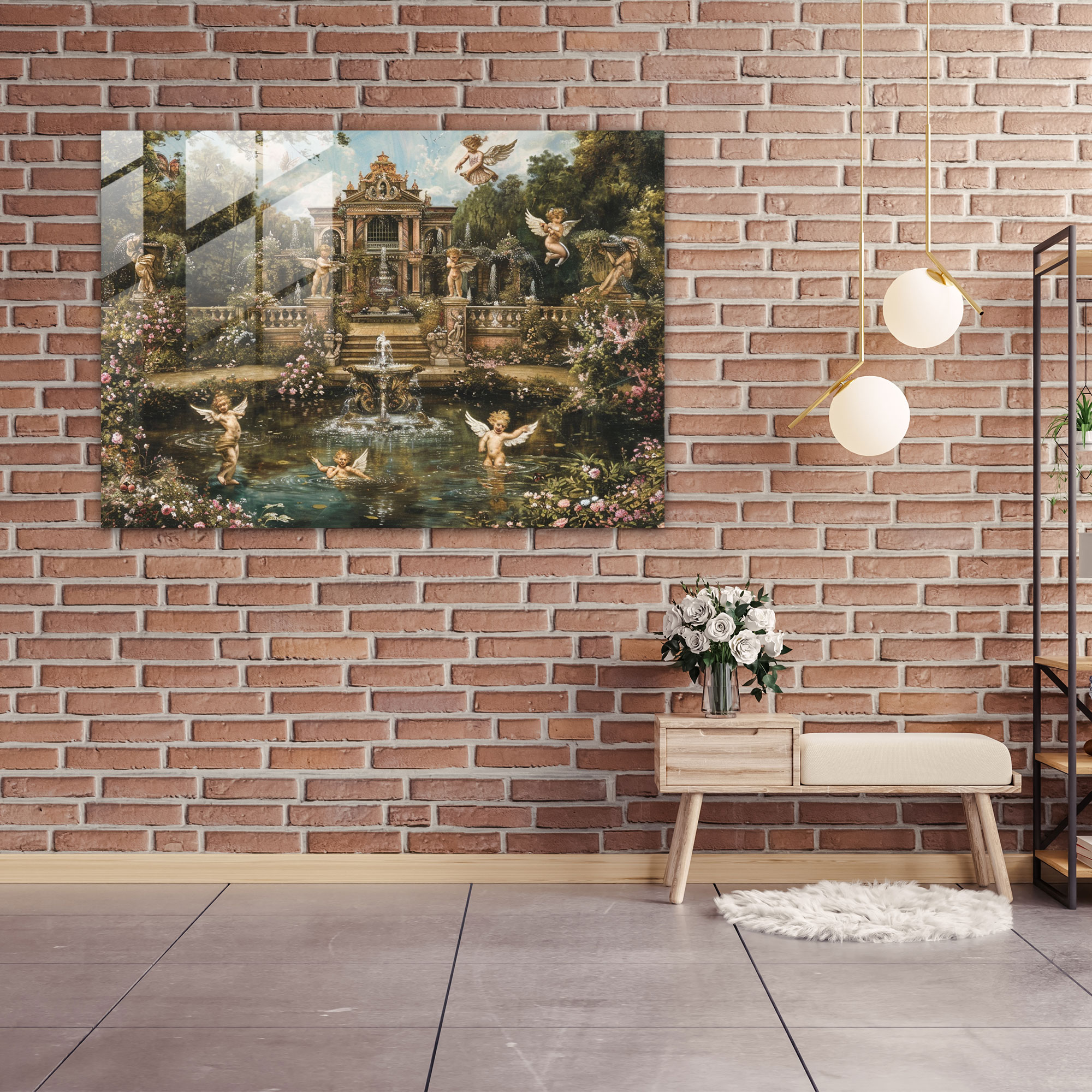 Rokoko Tarzı Resim Ev Dekorasyonu - Rokoko Tarzı Resim Modern Sanat Cam Tablo Ev Dekorasyonu