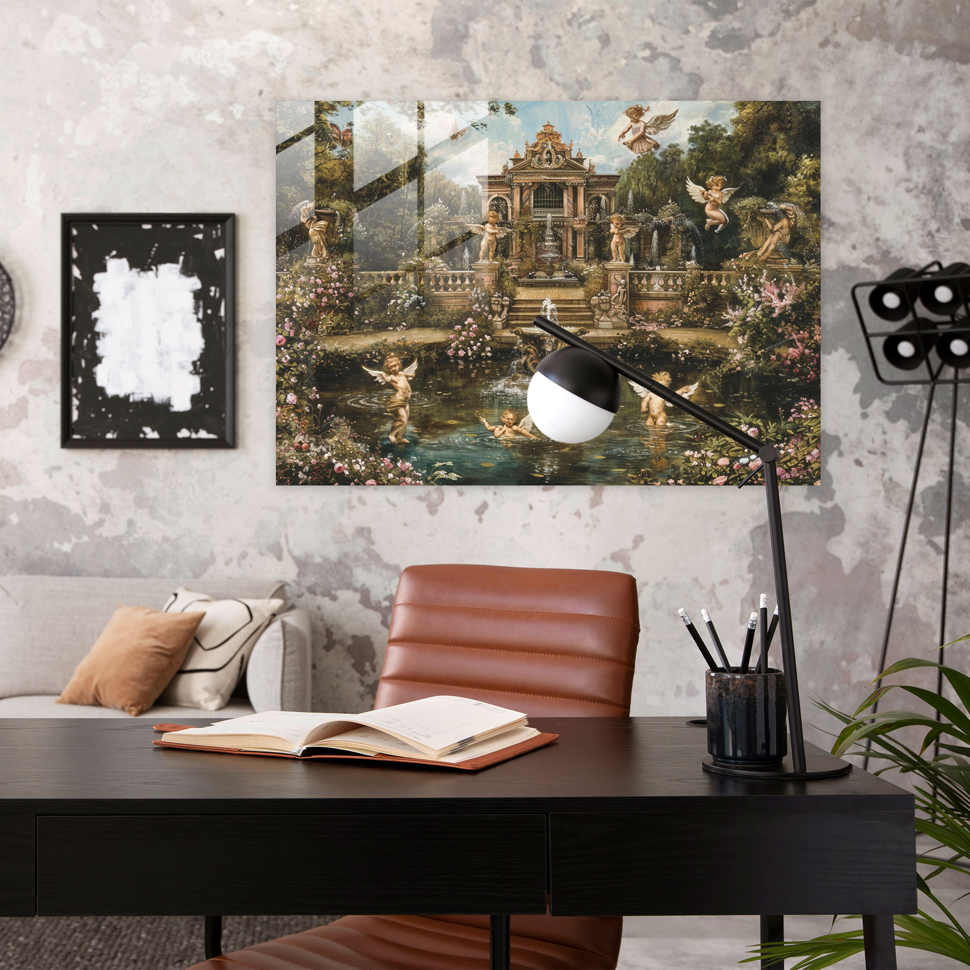 Rokoko Tarzı Resim Ev Dekorasyonu - Rokoko Tarzı Resim Modern Sanat Cam Tablo Ev Dekorasyonu