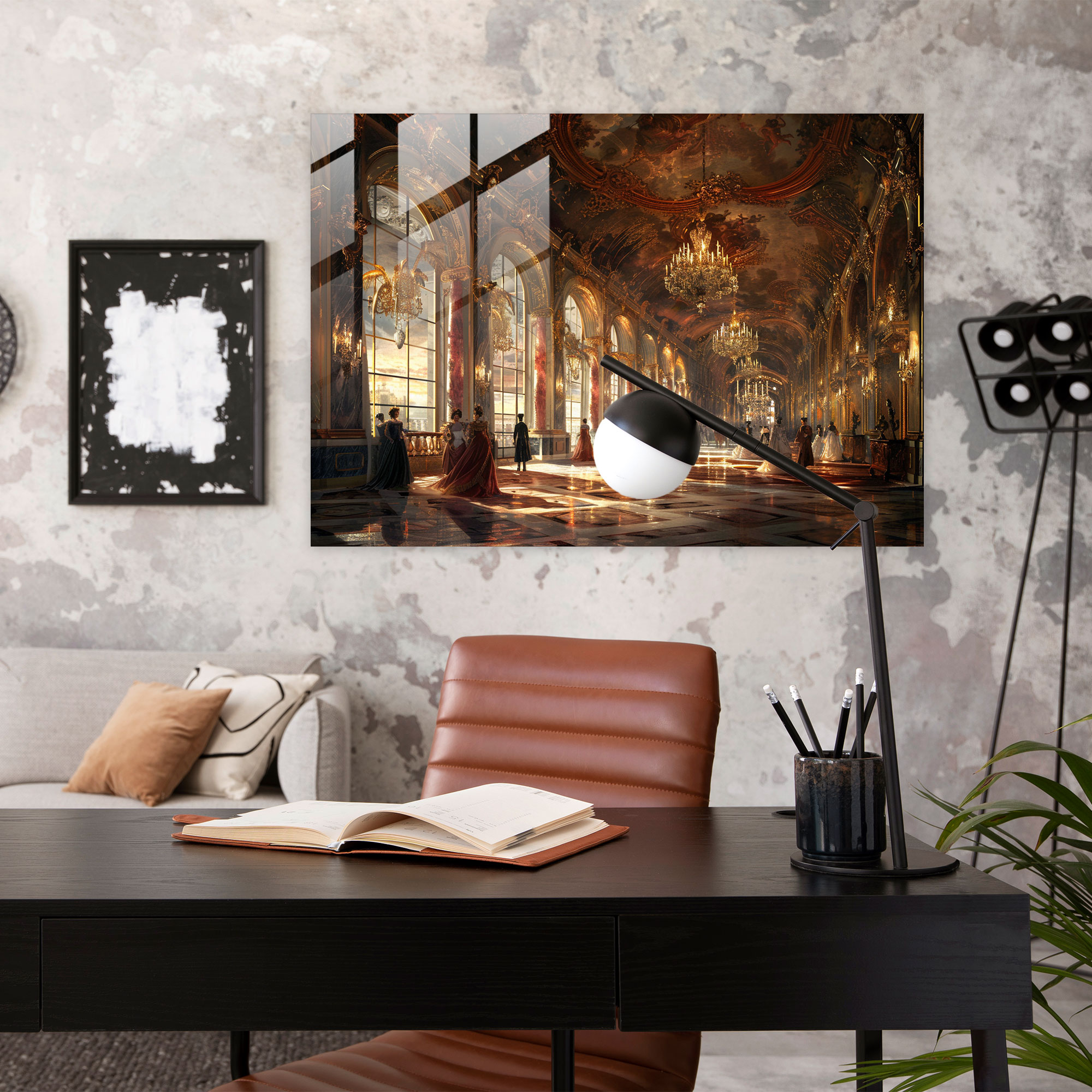 Rokoko Tarzı Tablo Cam Duvar Sanatı - Rokoko Tarzı Tablo Cam Sanatı Modern Sanat Ev Dekorasyonu