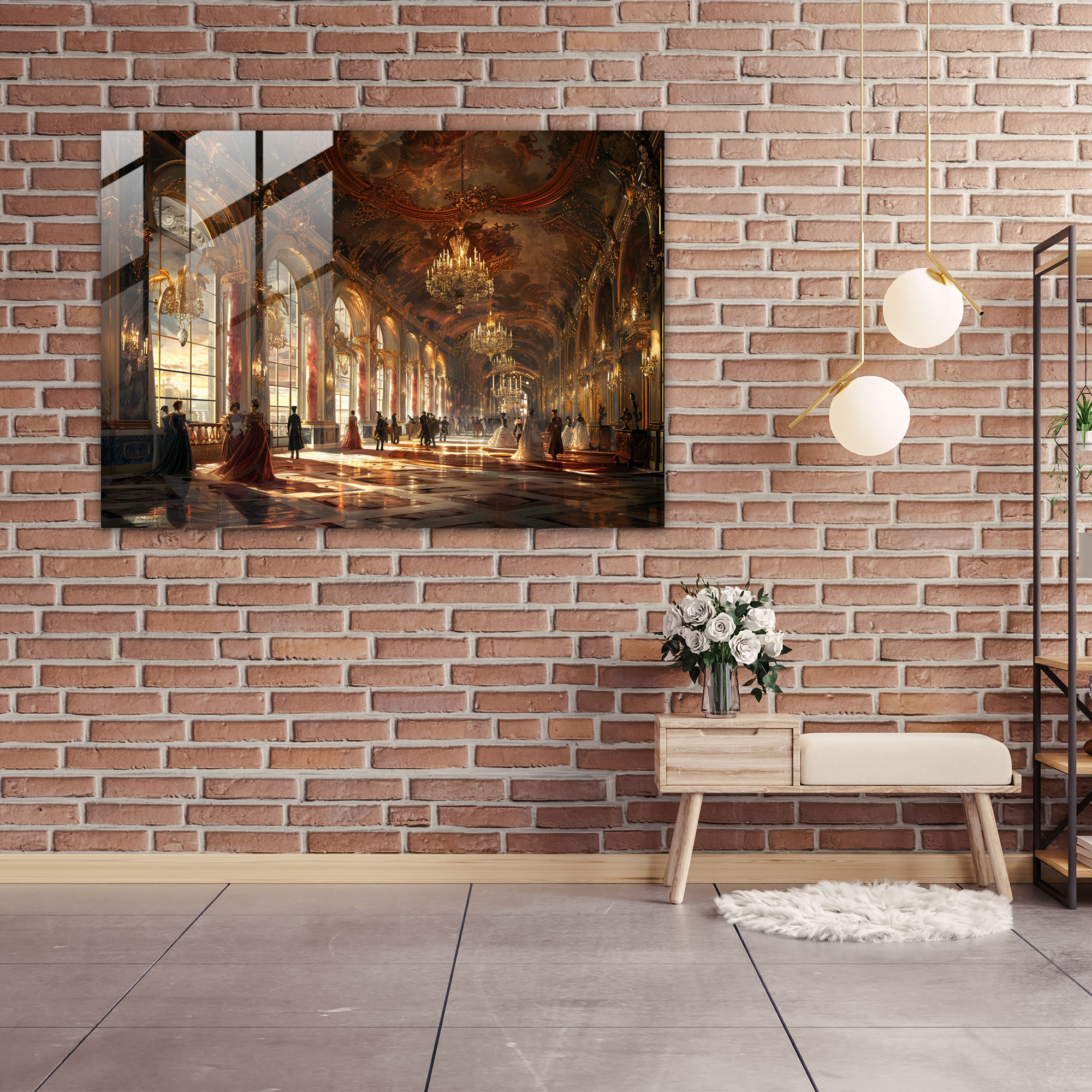 Rokoko Tarzı Tablo Cam Duvar Sanatı - Rokoko Tarzı Tablo Cam Sanatı Modern Sanat Ev Dekorasyonu