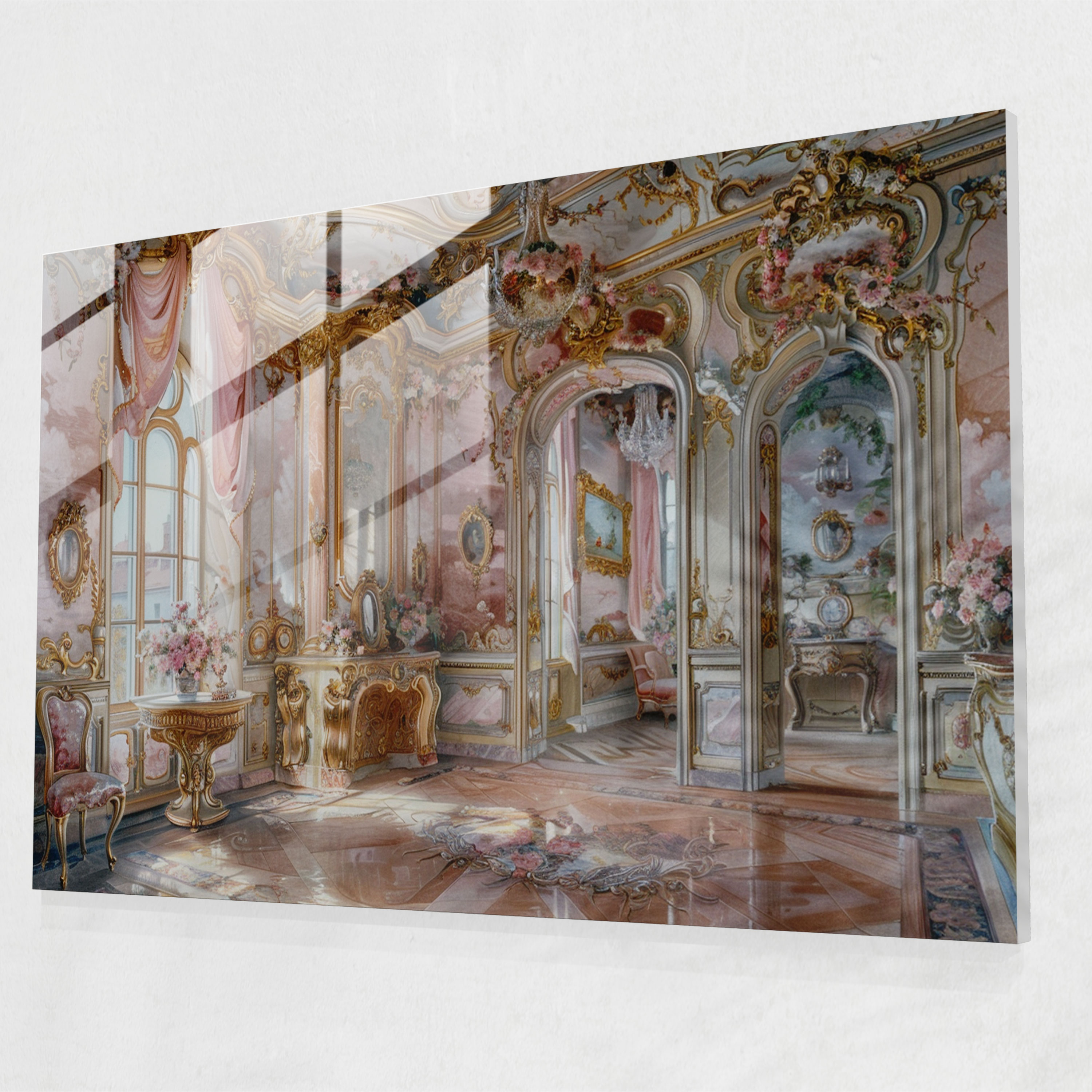 Rokoko Tarzı Resim Duvar Dekorasyonu - Rokoko Tarzı Resim Modern Sanat Duvar Dekorasyonu Cam Tablo