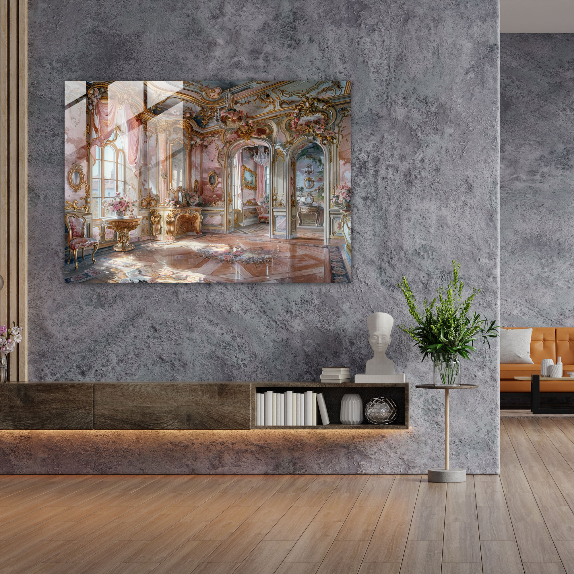 Rokoko Tarzı Resim Duvar Dekorasyonu - Rokoko Tarzı Resim Modern Sanat Duvar Dekorasyonu Cam Tablo