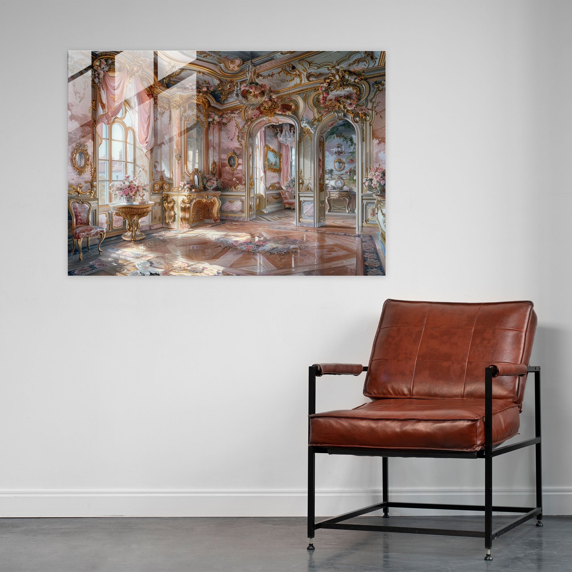Rokoko Tarzı Resim Duvar Dekorasyonu - Rokoko Tarzı Resim Modern Sanat Duvar Dekorasyonu Cam Tablo