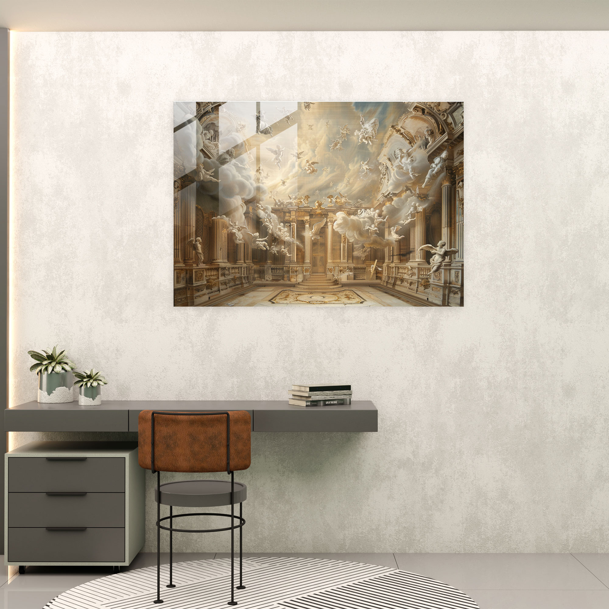 Rokoko Tarzı Resim Ev Dekorasyonu - Modern Sanat Cam Tablo
