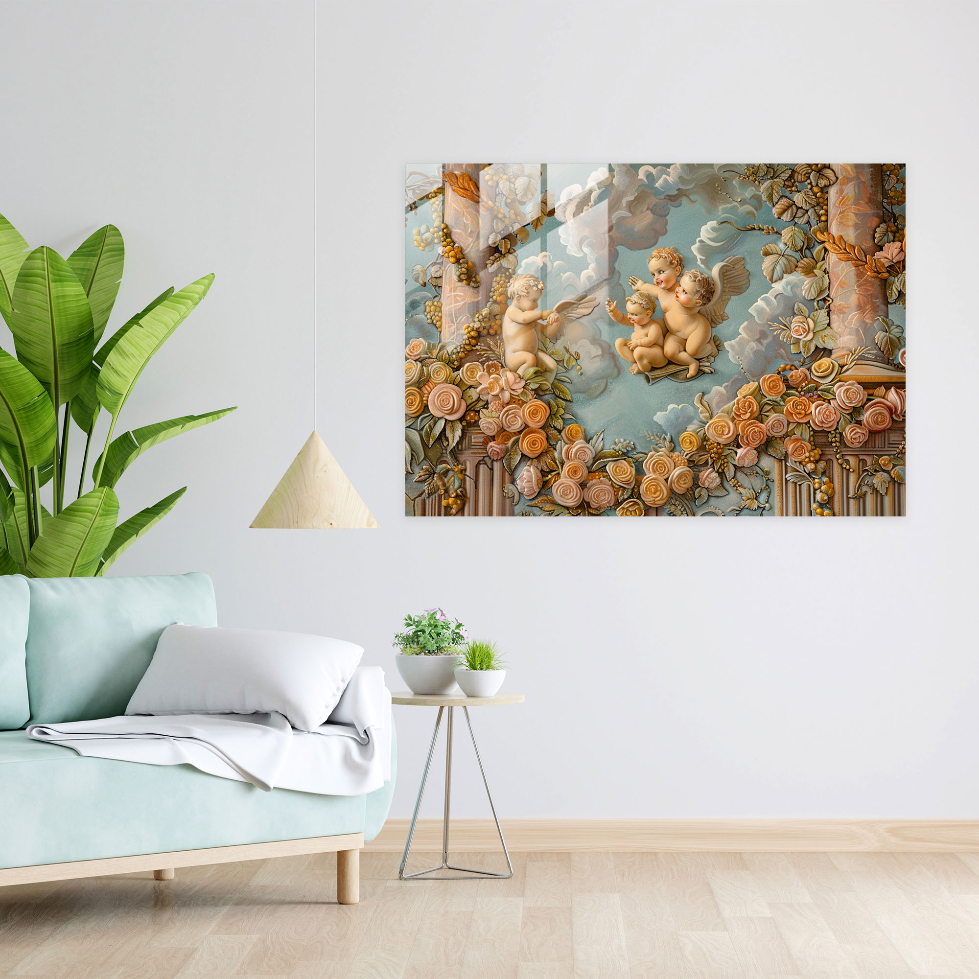 Rokoko Tarzı Tablo Ev Dekorasyonu - Modern Sanat Duvar Dekorasyonu Cam Tablo