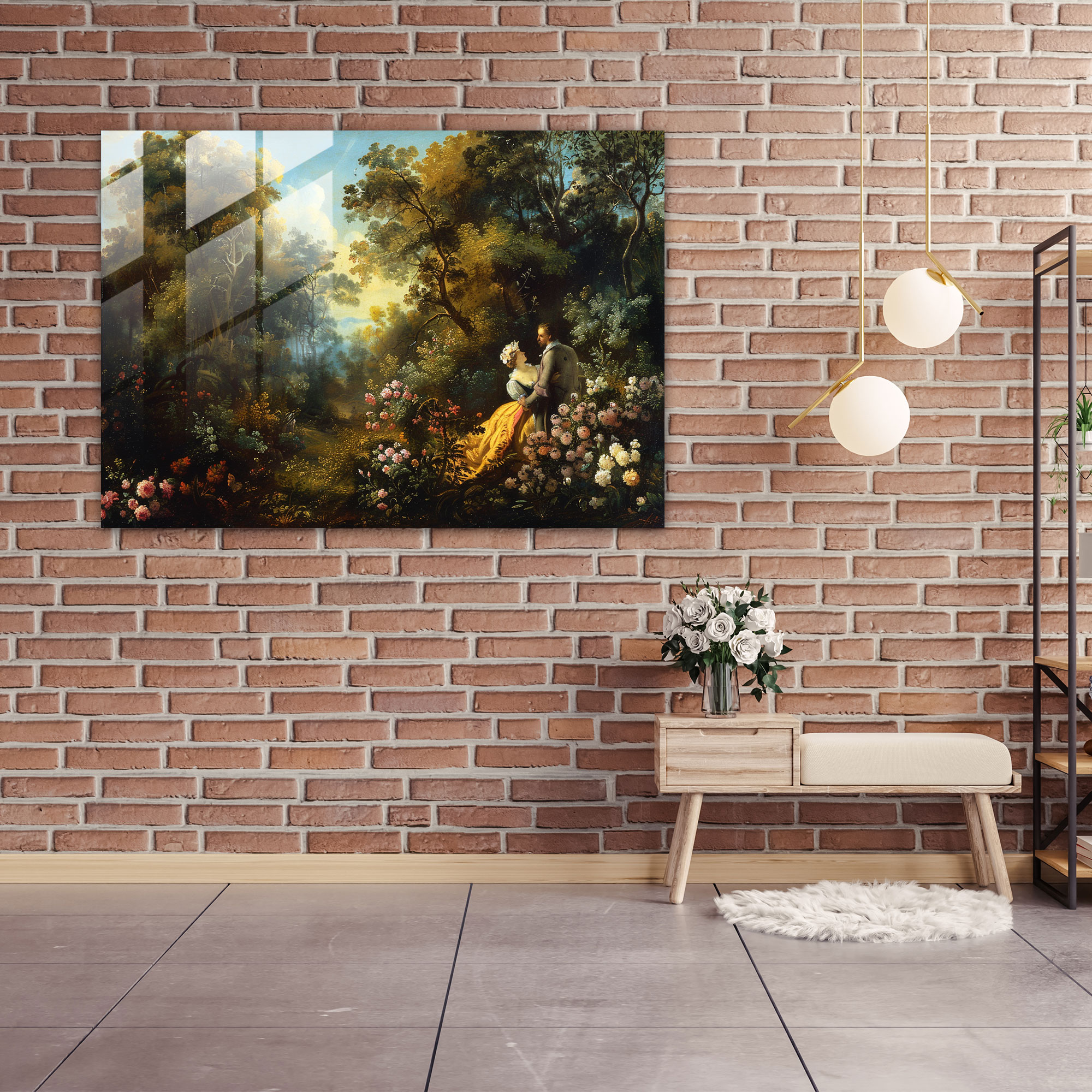 Rokoko Tarzı Tablo Duvar Dekorasyonu - Rokoko Tarzı Tablo Modern Sanat Cam Tablo Rokoko Tarzı Resim
