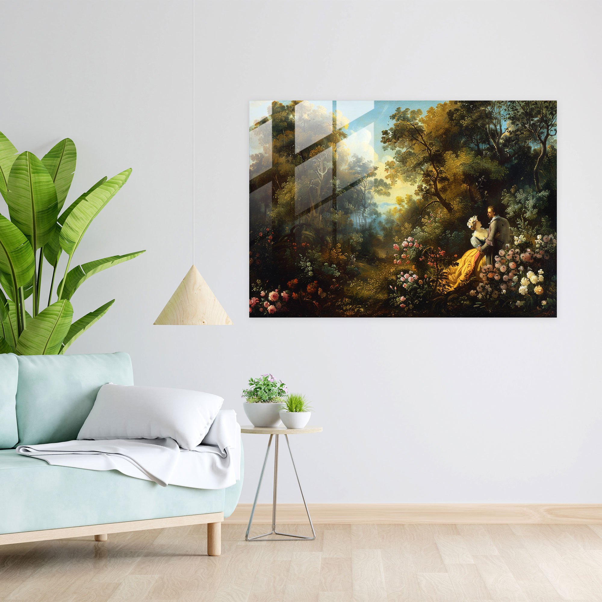 Rokoko Tarzı Tablo Duvar Dekorasyonu - Rokoko Tarzı Tablo Modern Sanat Cam Tablo Rokoko Tarzı Resim
