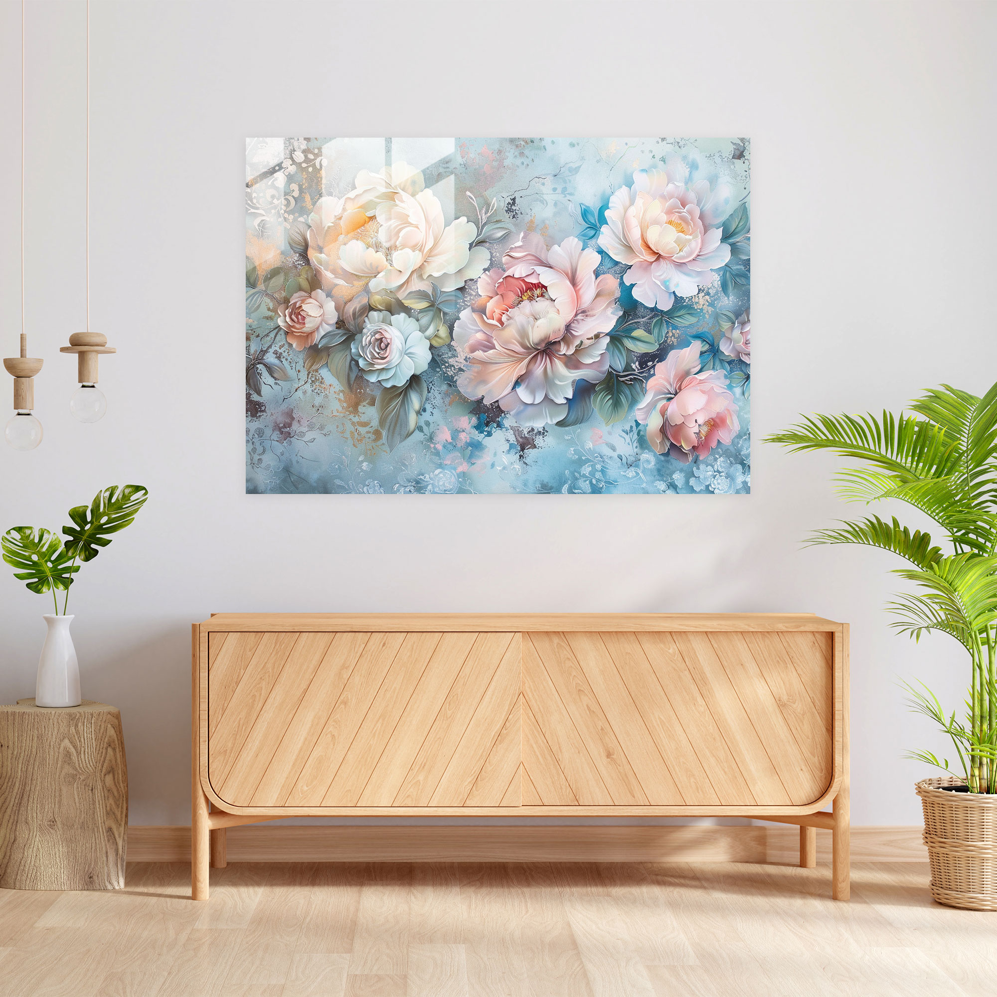 Rokoko Tarzı Tablo Cam Duvar Dekorasyonu - Ev Dekorasyonu Modern Sanat Cam Sanatı
