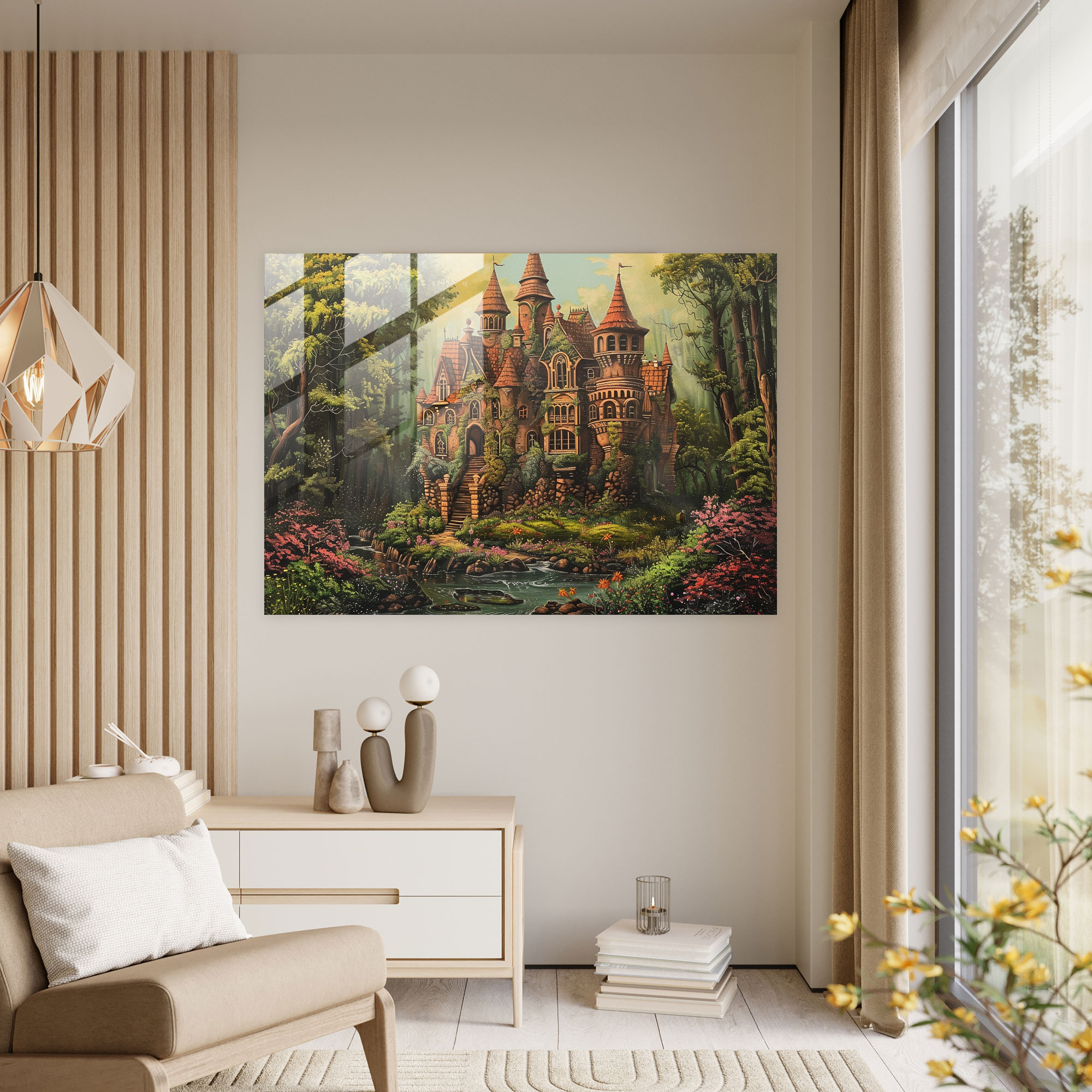 Rokoko Tarzı Resimli Cam Duvar Sanatı - Duvar Dekorasyonu Modern Sanat