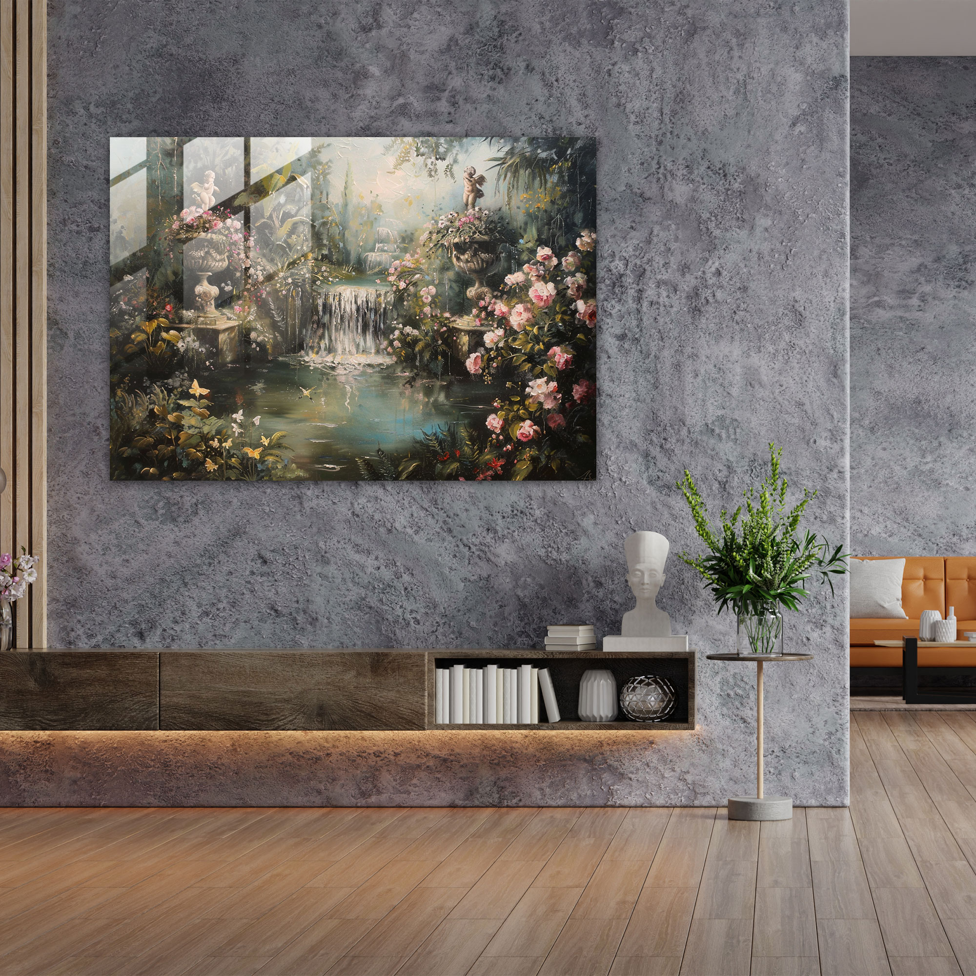 Rokoko Tarzı Resimli Cam Duvar Sanatı - Rokoko Tarzı Resim Cam Sanatı Cam Duvar Sanatı Modern Sanat