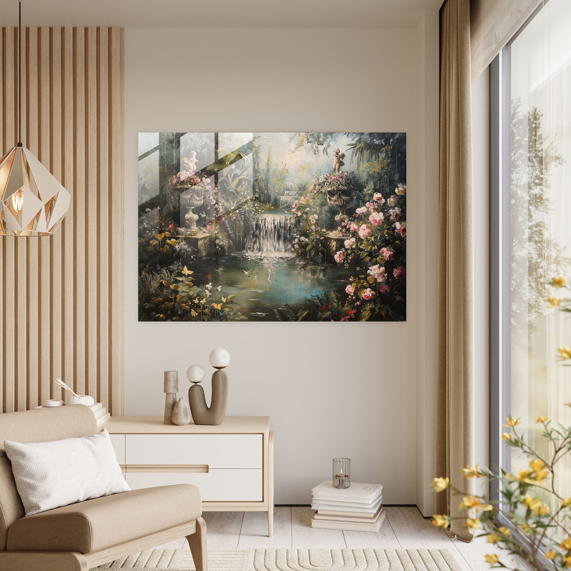 Rokoko Tarzı Resimli Cam Duvar Sanatı - Rokoko Tarzı Resim Cam Sanatı Cam Duvar Sanatı Modern Sanat