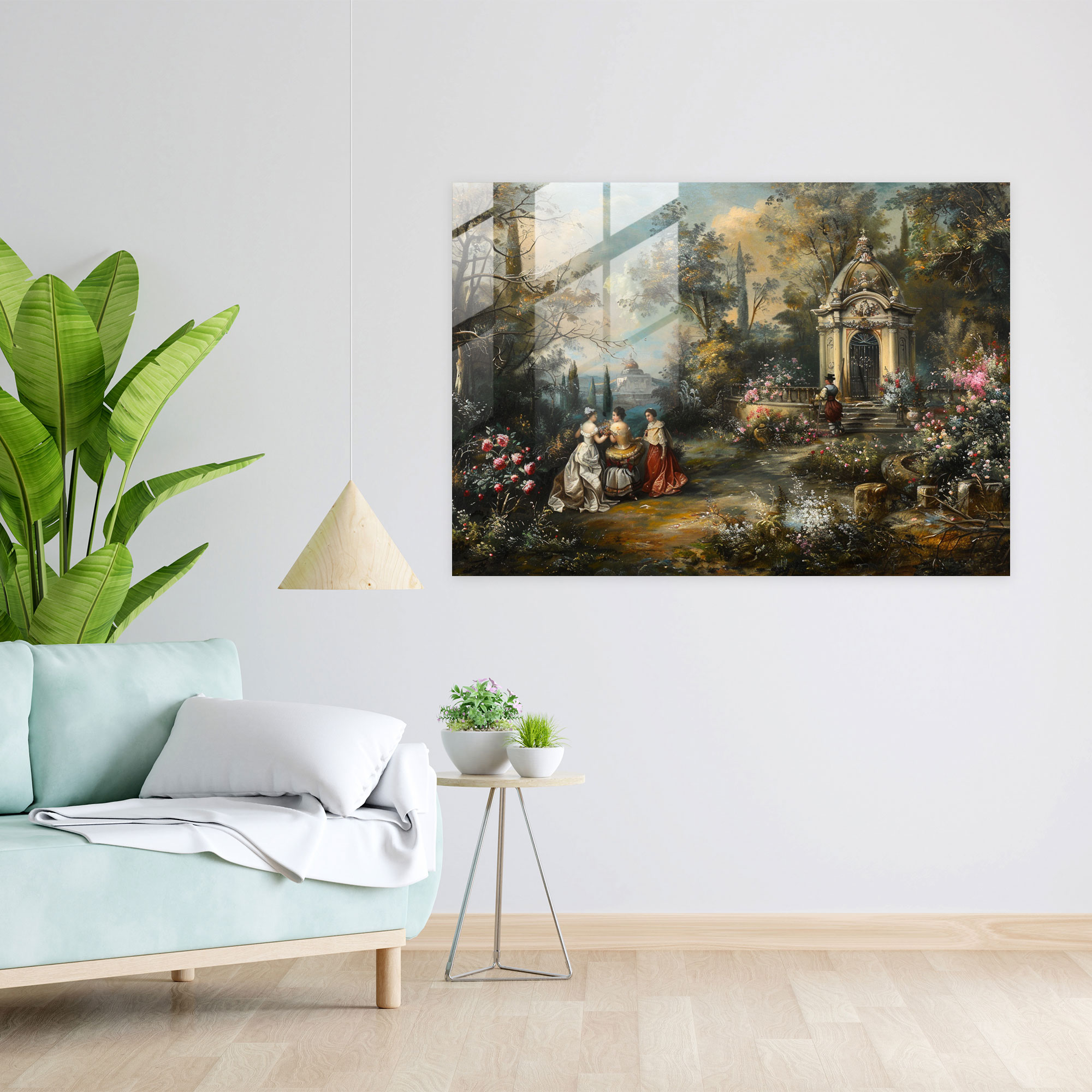 Rokoko Tarzı Tablo Duvar Dekorasyonu - Ev Dekorasyonu Modern Sanat Cam Tablo