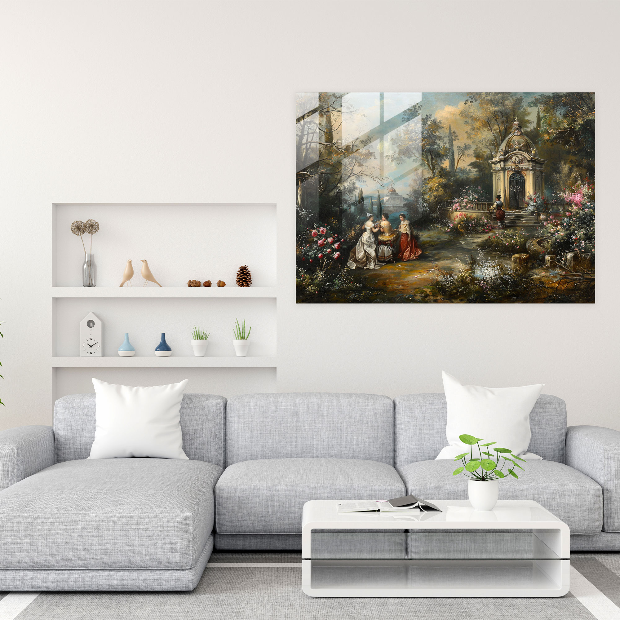 Rokoko Tarzı Tablo Duvar Dekorasyonu - Ev Dekorasyonu Modern Sanat Cam Tablo