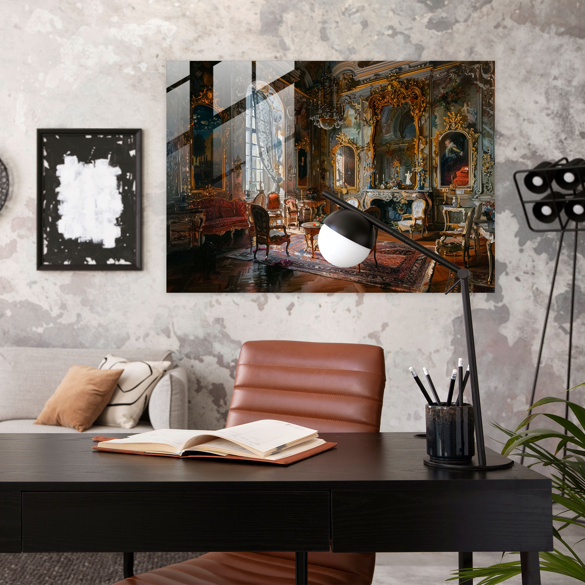 Rokoko Tarzı Resim Modern Sanat - Rokoko Tarzı Resim Cam Tablo Duvar Dekorasyonu Modern Sanat