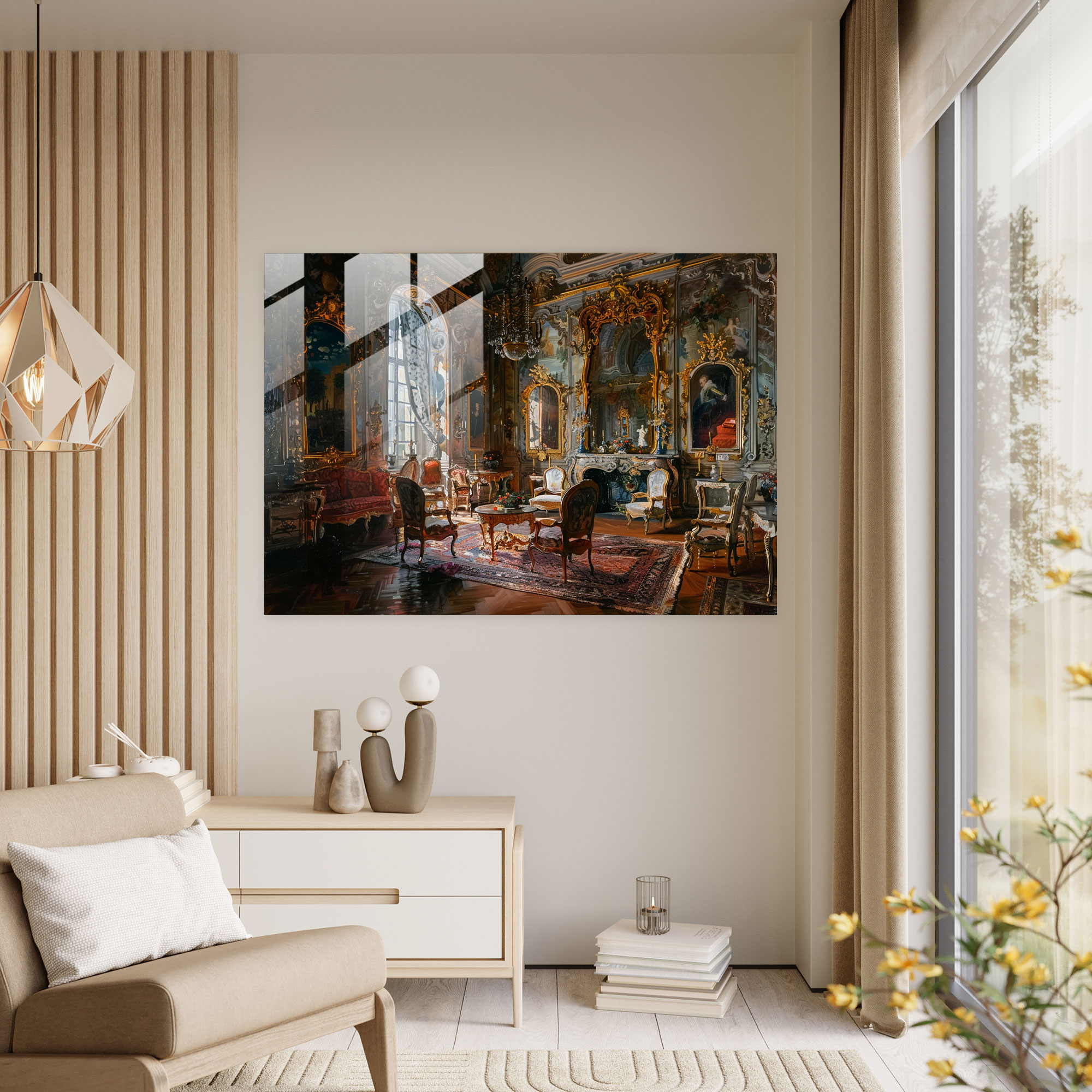 Rokoko Tarzı Resim Modern Sanat - Rokoko Tarzı Resim Cam Tablo Duvar Dekorasyonu Modern Sanat