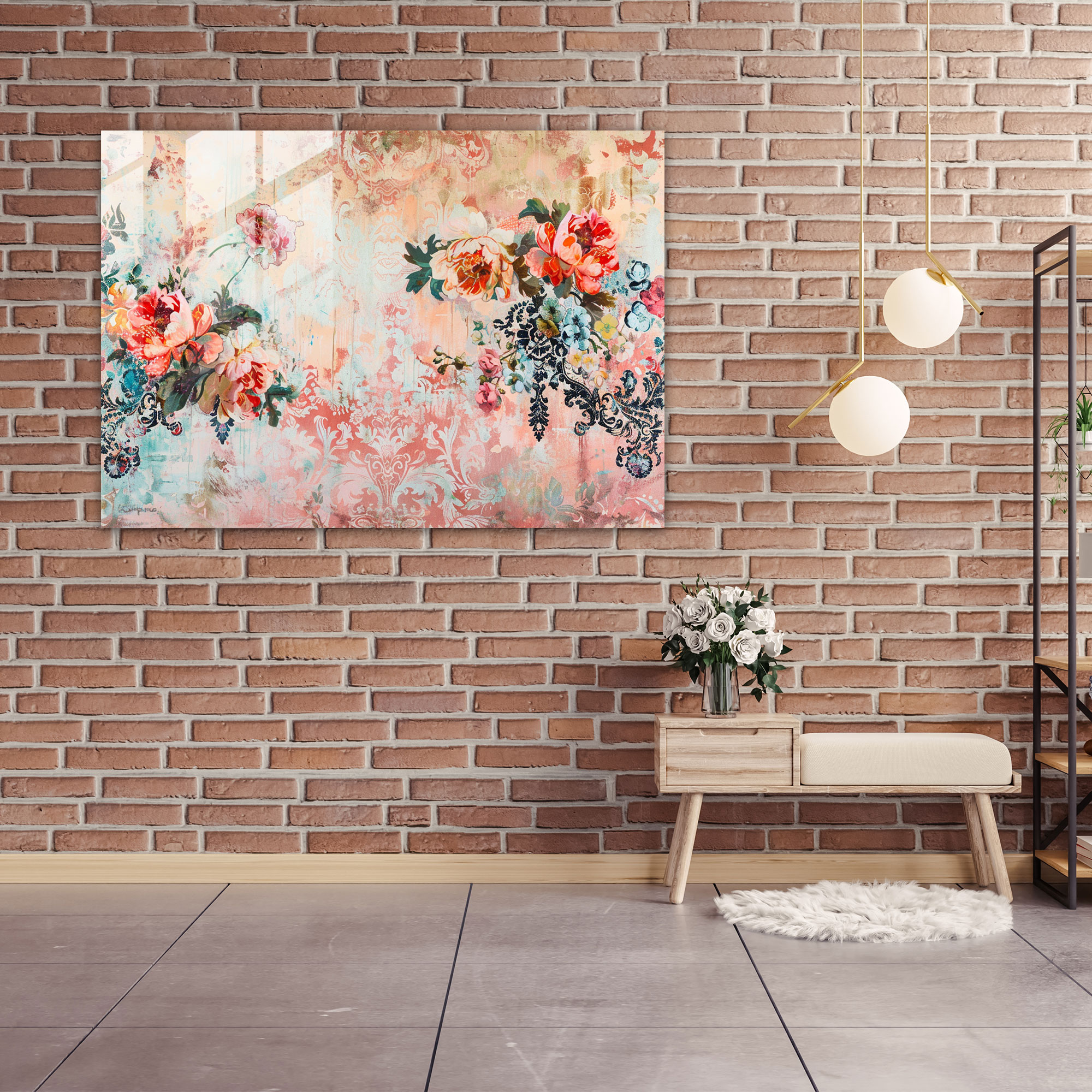 Rokoko Tarzı Resim Modern Sanat - Rokoko Tarzı Resim Modern Sanat Duvar Dekorasyonu Cam Tablo Sanatı