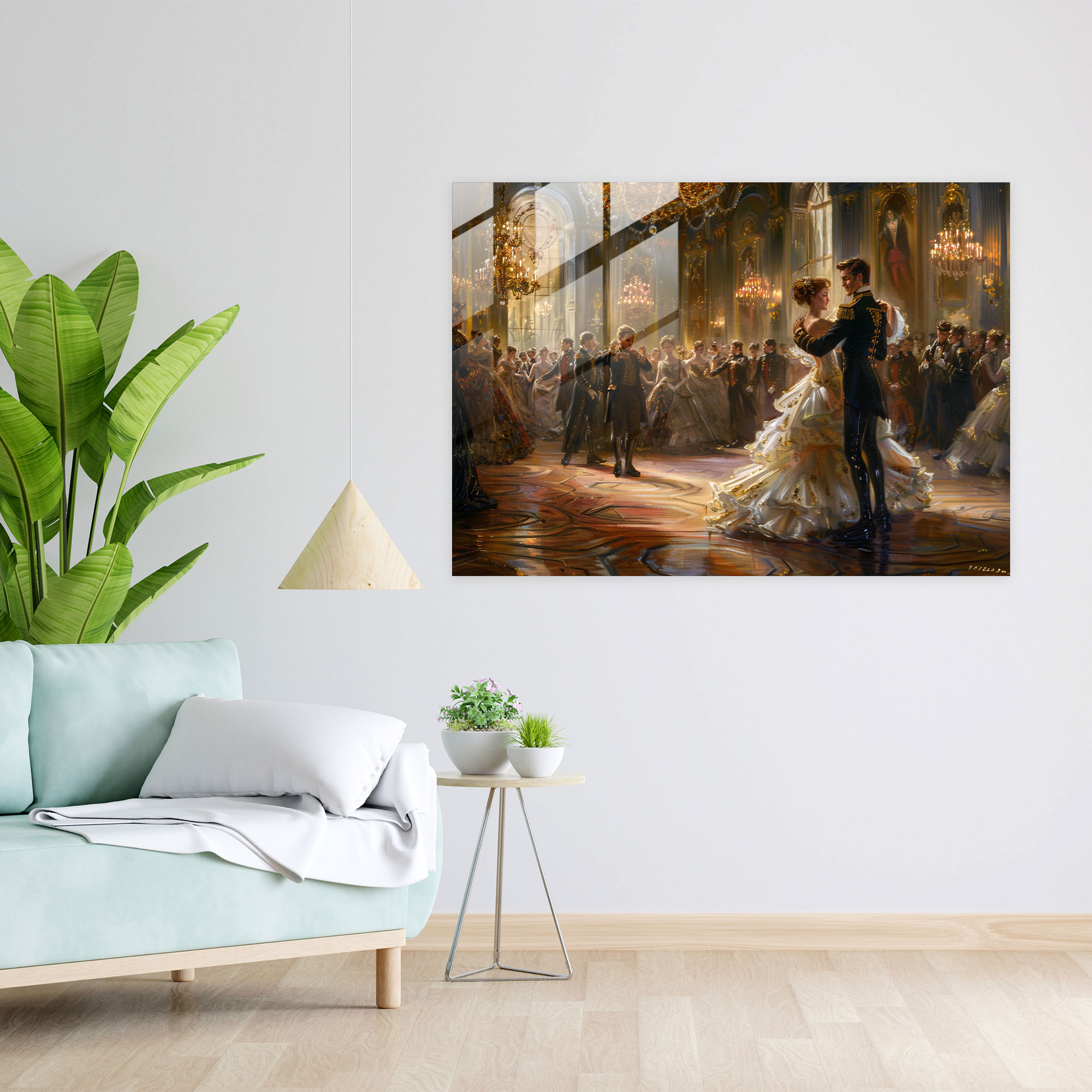 Rokoko Tarzı Resimli Cam Duvar Dekorasyonu - Rokoko Tarzı Resim Ev Dekorasyonu Cam Tablo Modern Sanat