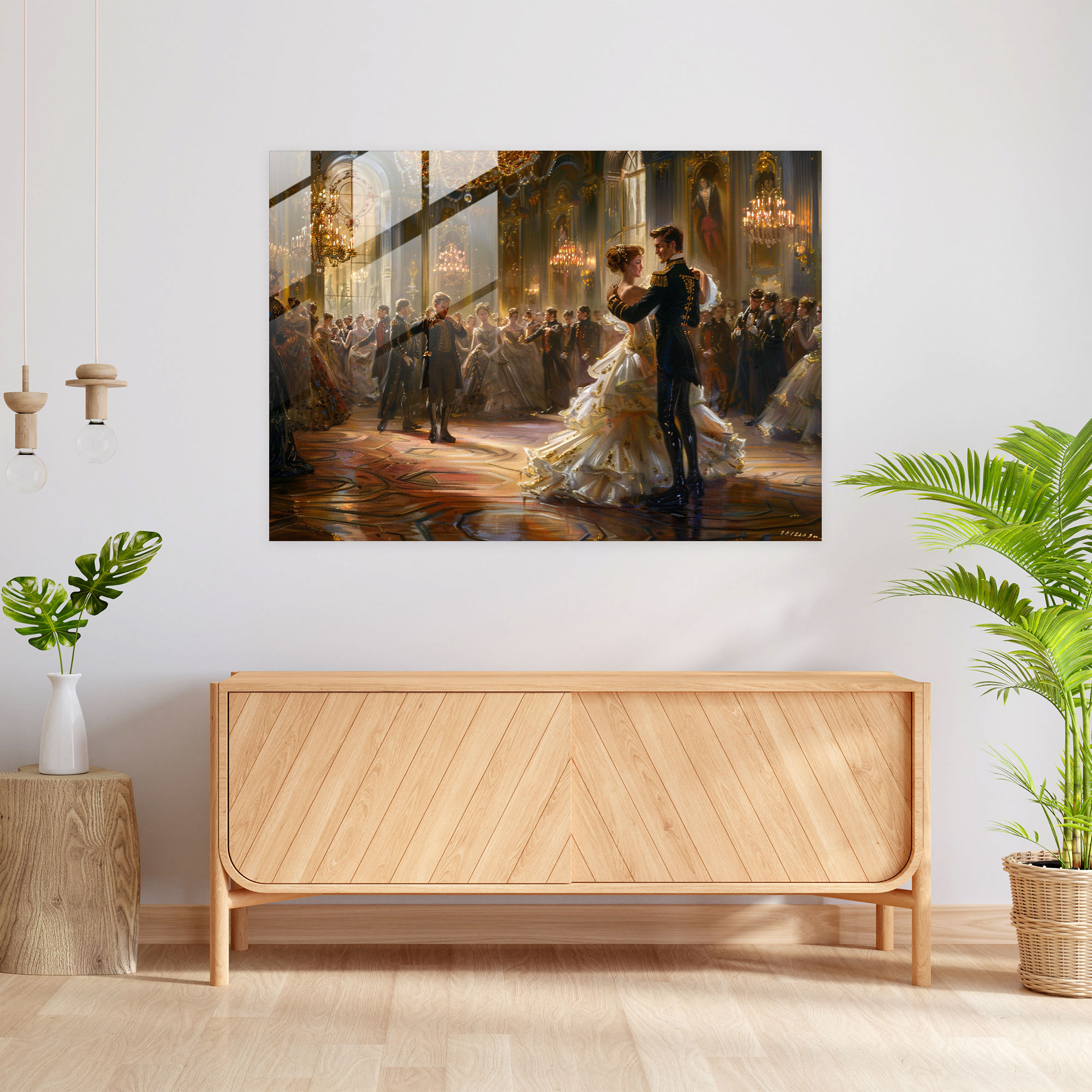 Rokoko Tarzı Resimli Cam Duvar Dekorasyonu - Rokoko Tarzı Resim Ev Dekorasyonu Cam Tablo Modern Sanat