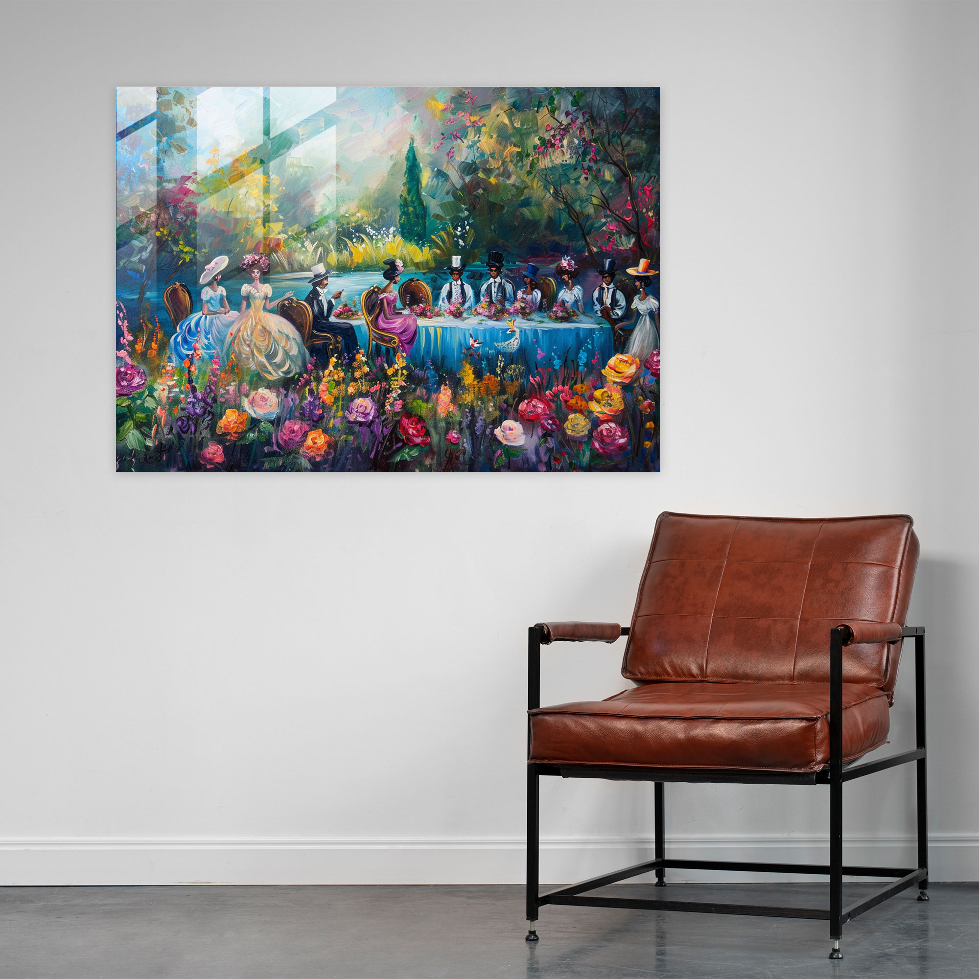 Rokoko Tarzı Resim Cam Tablo - Ev Dekorasyonu Modern Sanat Cam Sanat
