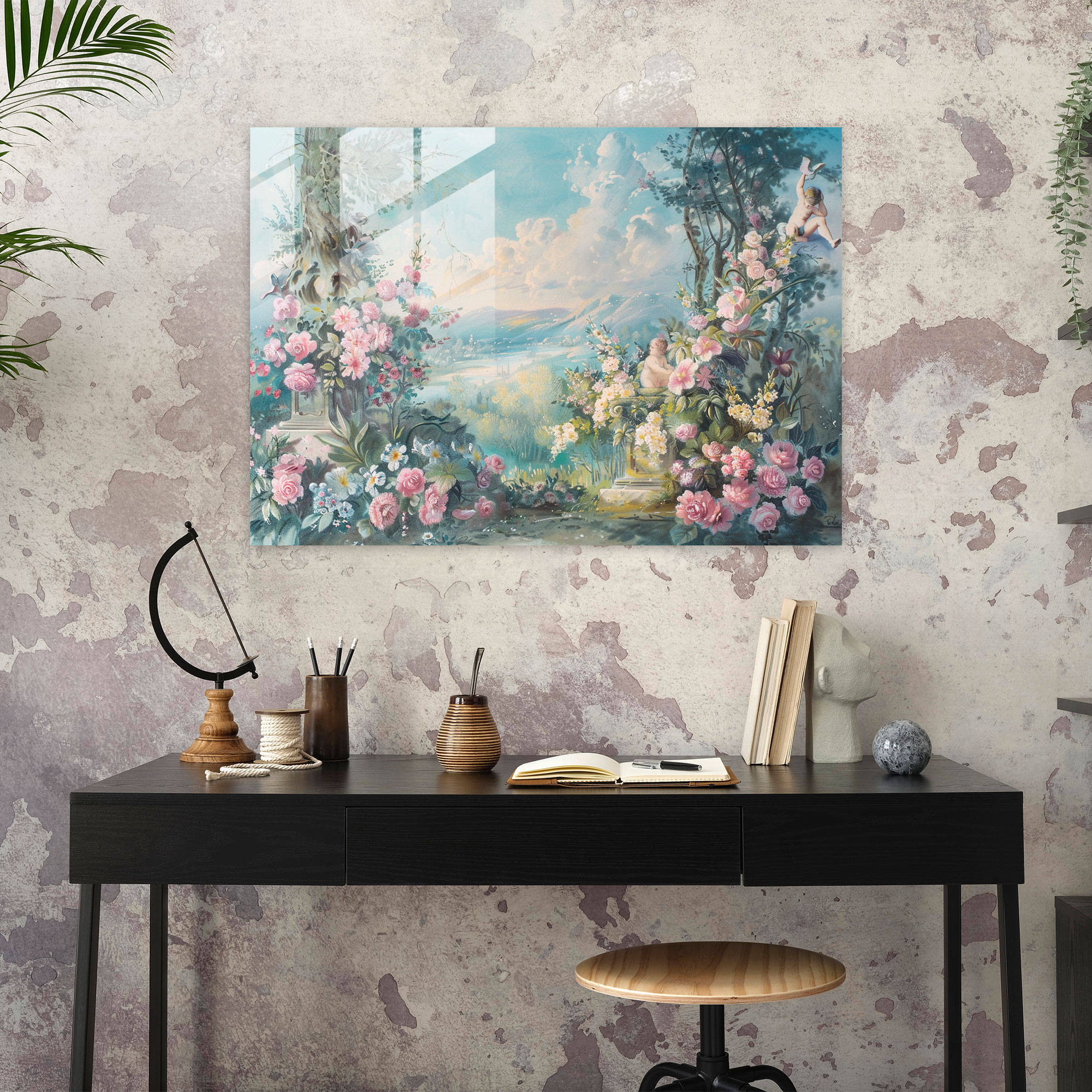 Rokoko Tarzı Resim Modern Sanat - Kanvas Tablo Cam Tablo Ev Dekorasyonu için Rokoko Tarzı Resim