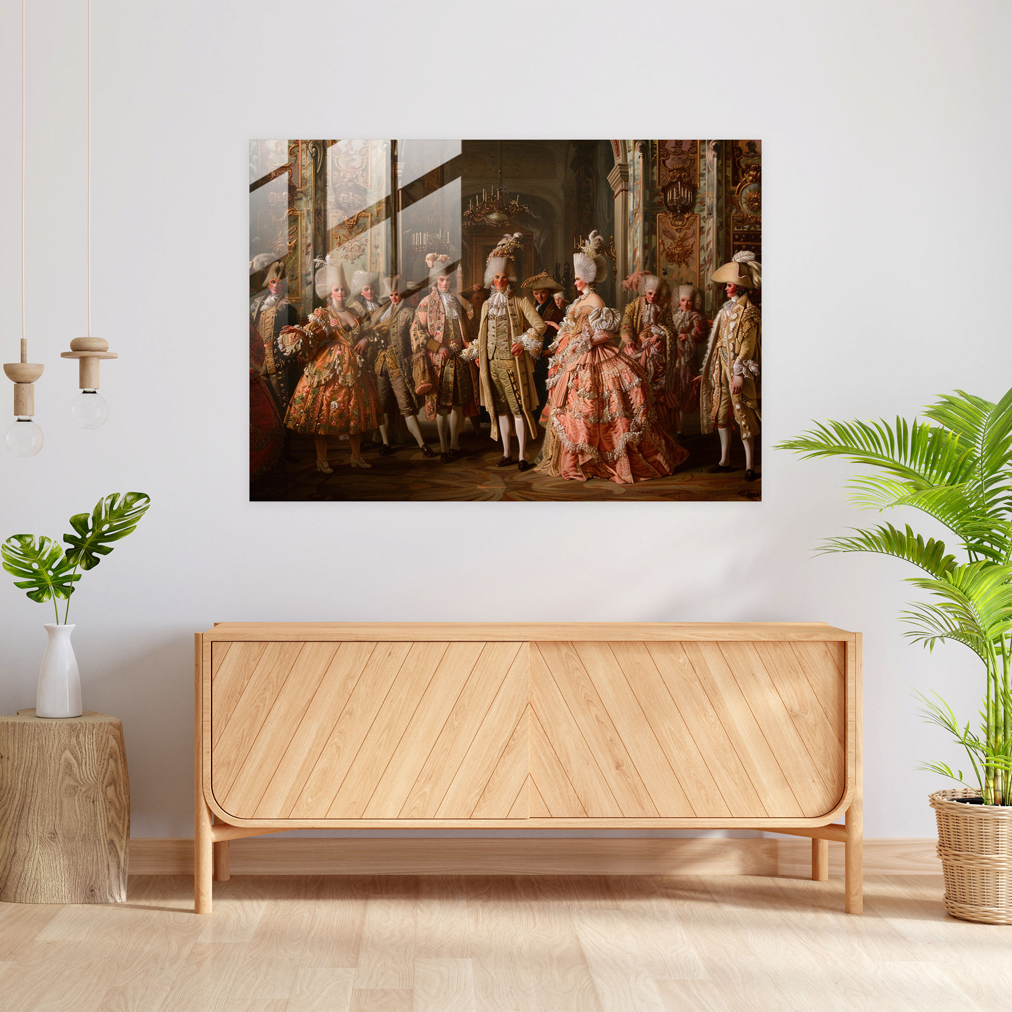 Rokoko Tarzı Resimli Cam Duvar Sanatı - Rokoko Tarzı Resim Cam Sanatı Modern Sanat Duvar Dekorasyonu